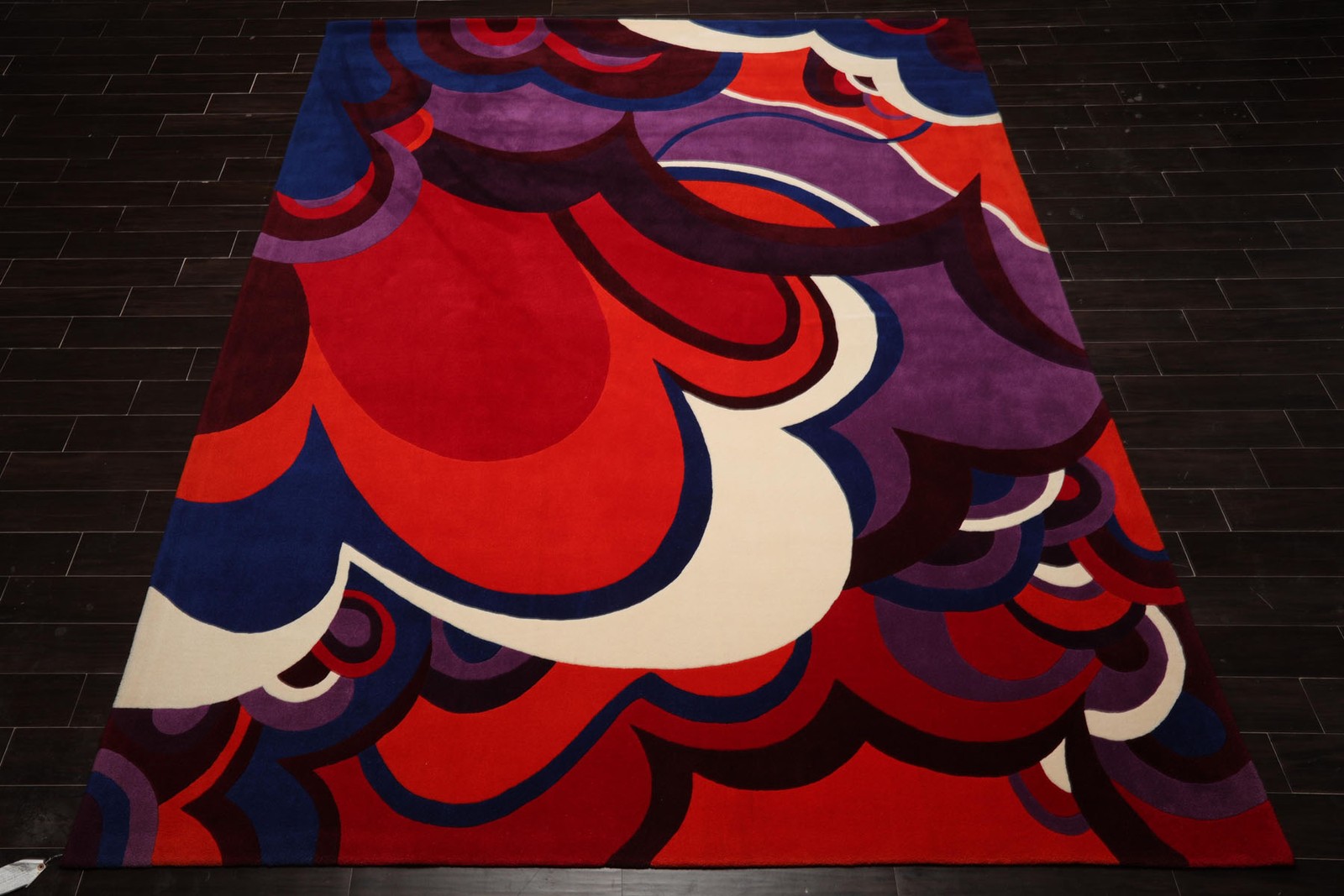 8’11″x11’10” Rare Japanes Hand Hooked New Zealand Wool Art Deco Plush Pile Rug