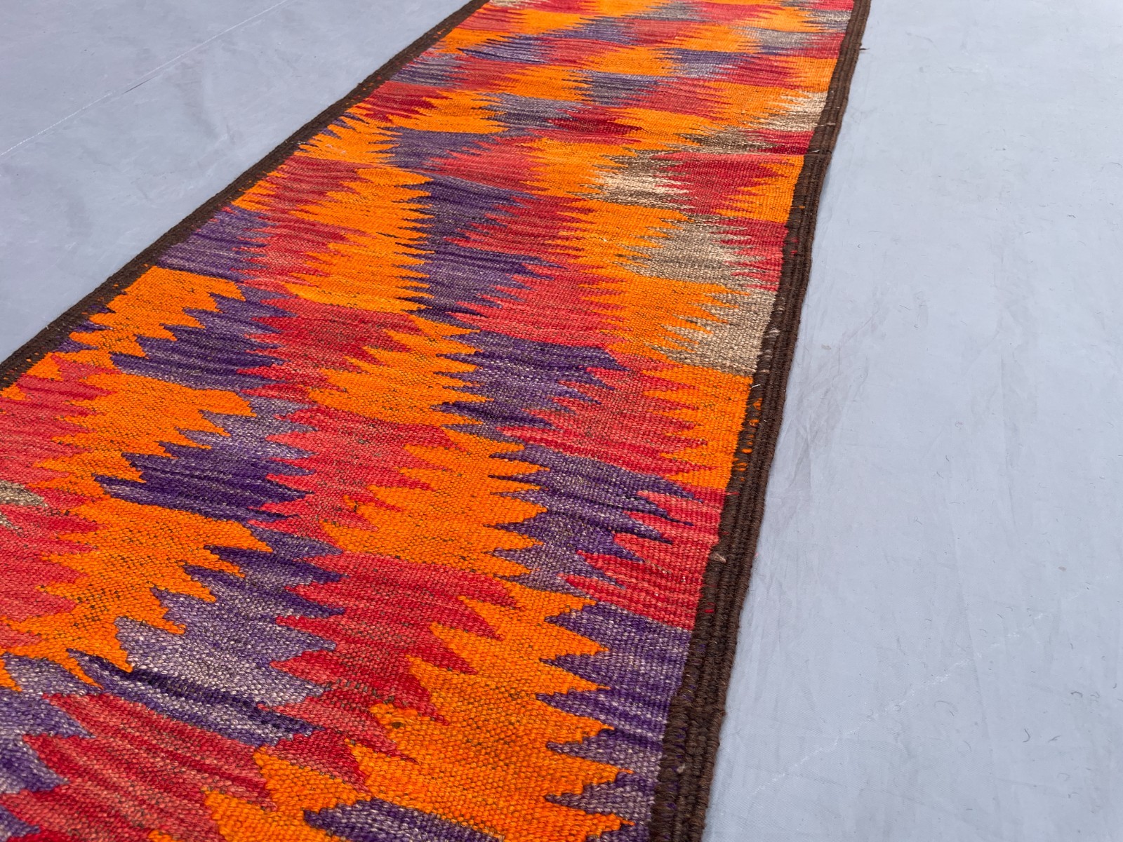1’7 x 8 Ft Colorful Ghalmori Kilim Runner – Hallway Runner Boho Style Flatweave
