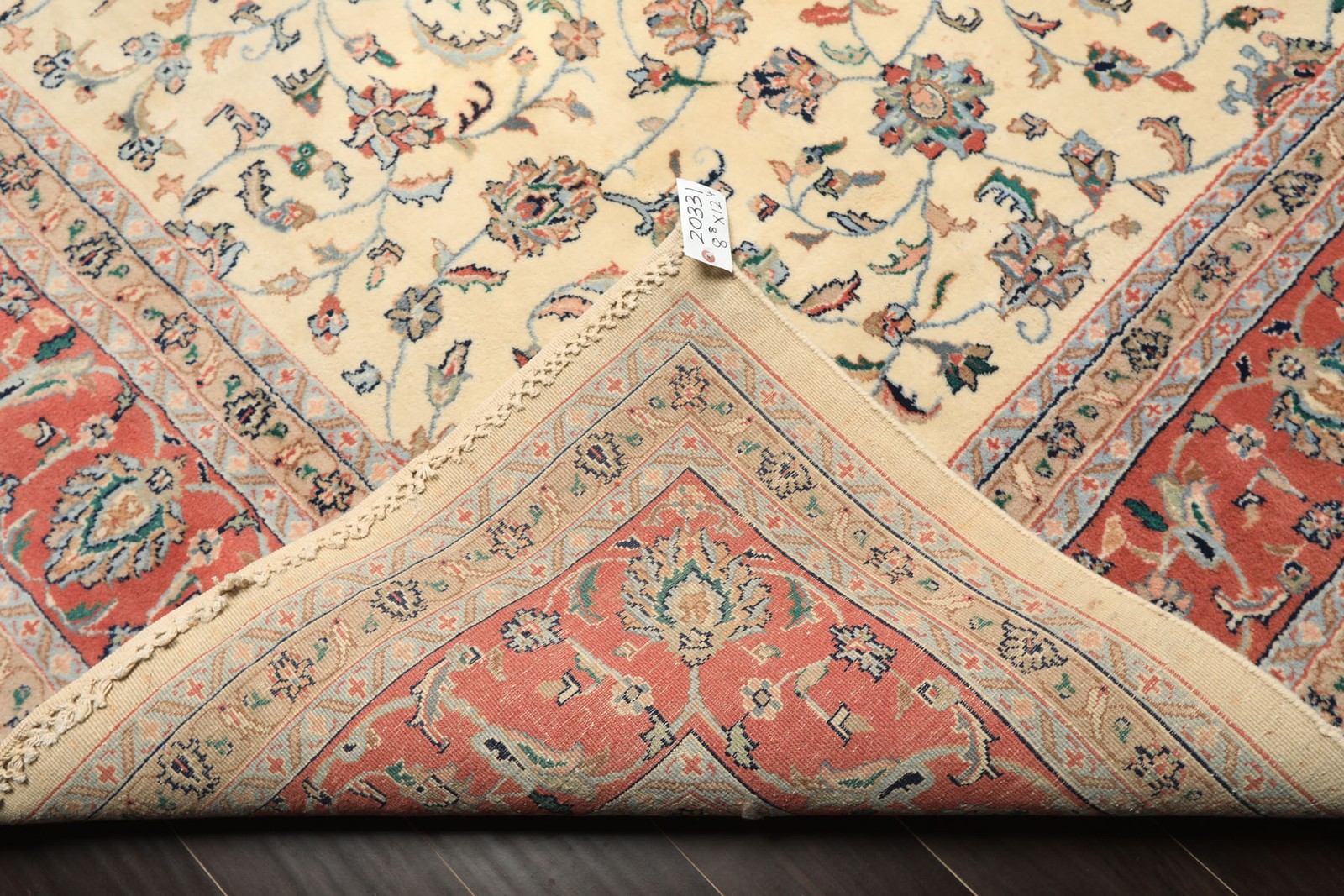 8’8”x12’4” Hand Knotted Wool Ivory Agra Traditional Botanical Plush Pile Rug