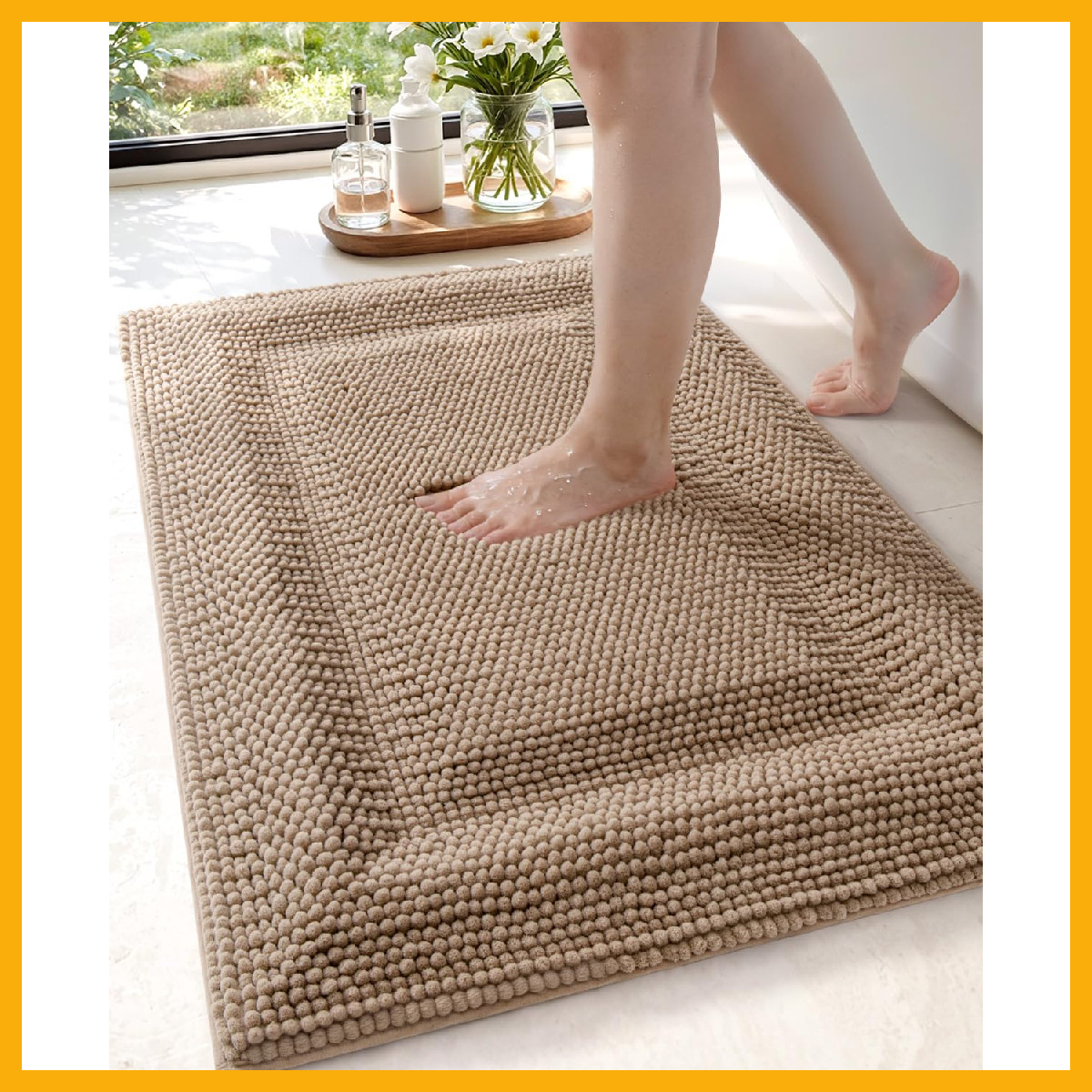 DEXI Bath Mat 24×36 Non-Slip Washable Bathroom Rug, Thick Soft Chenille
