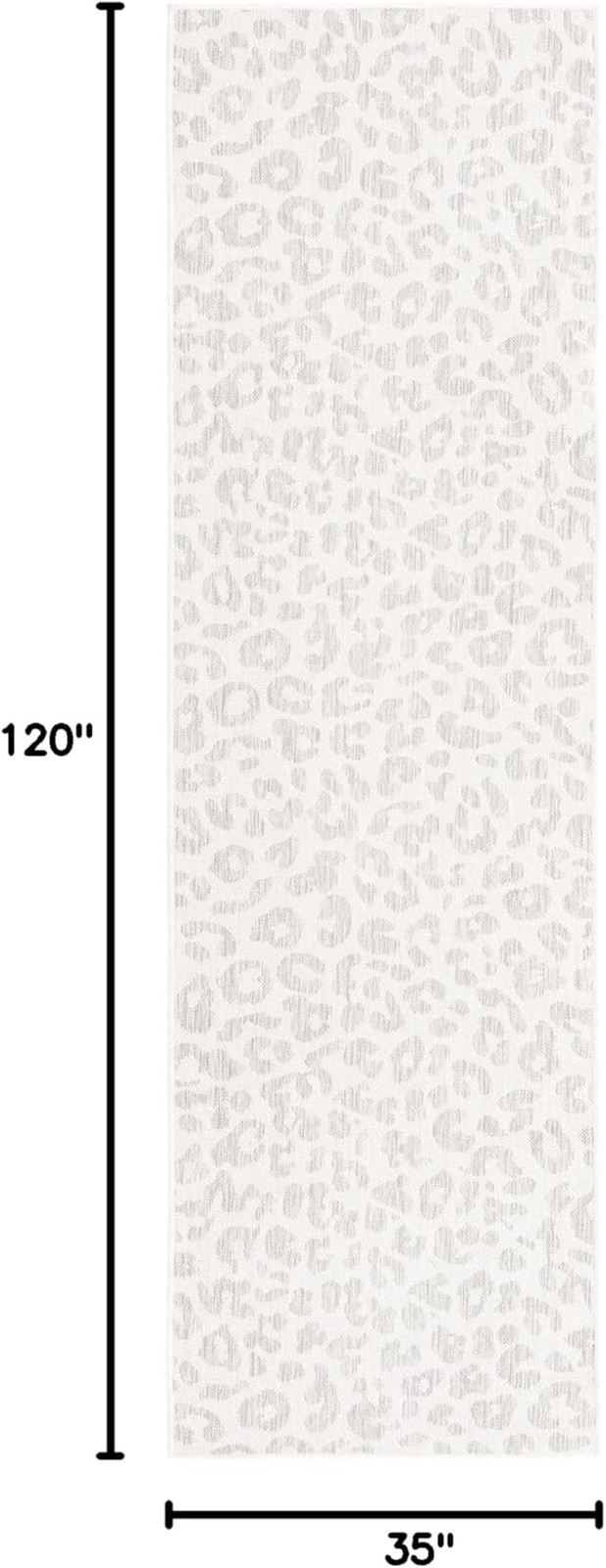 Leopard Print Outdoor Runner Rug – 2′ 11″ x 10′ in Ivory Gray
