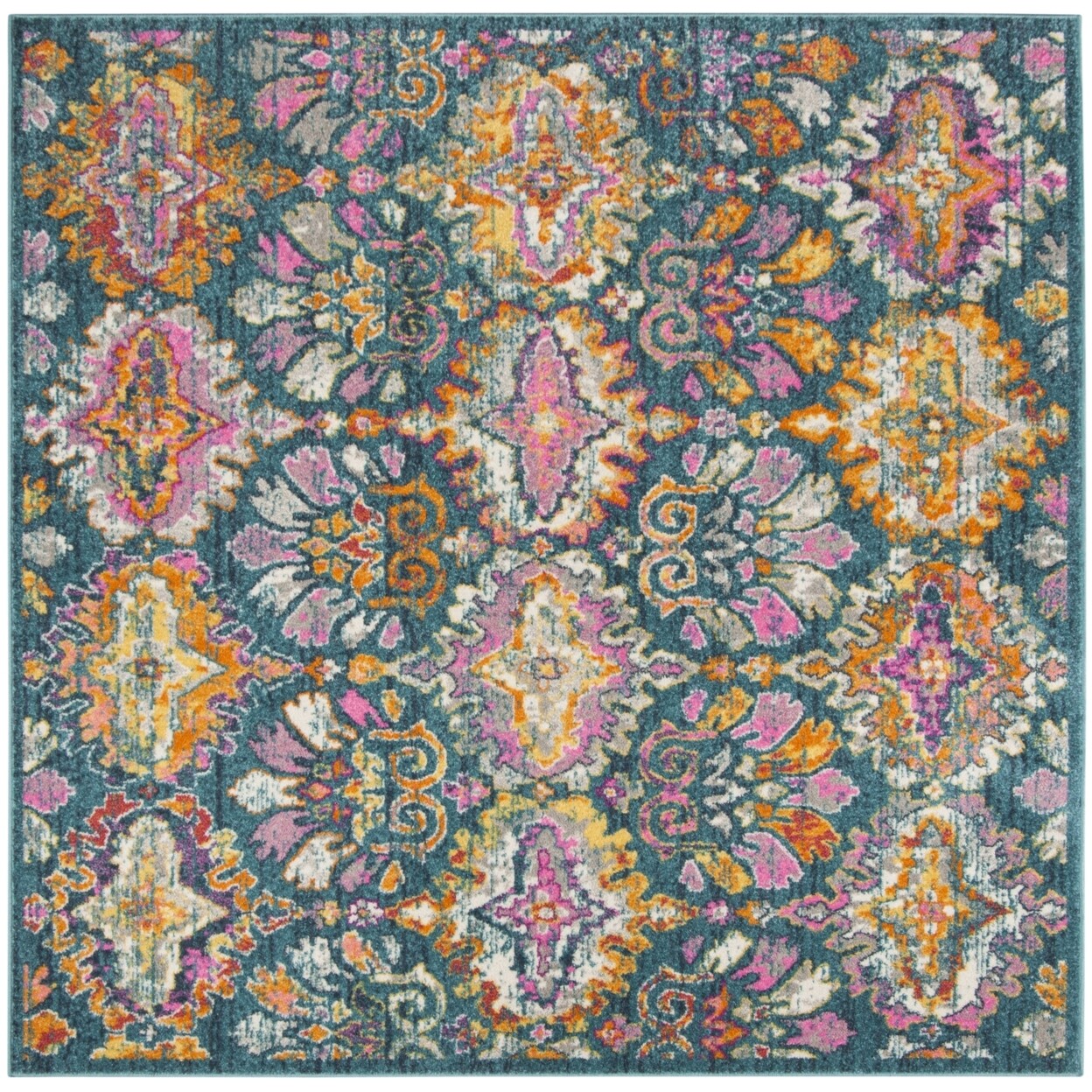 SAFAVIEH Madison Collection MAD144A Blue / Orange Rug