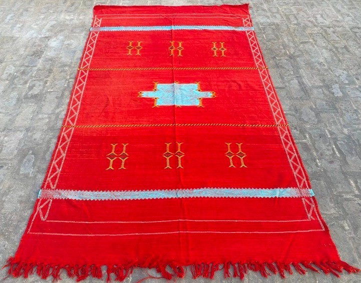 Antique Moroccan Kilim,Wool Kilim,Sabra Kilim,Traditional Kilim 4×8 ft Free Ship