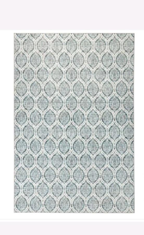 Wyatt & Ash Machine Washable Indoor Rug 5ft 3in x 7ft 5in ALISHA – AQUA CREAM