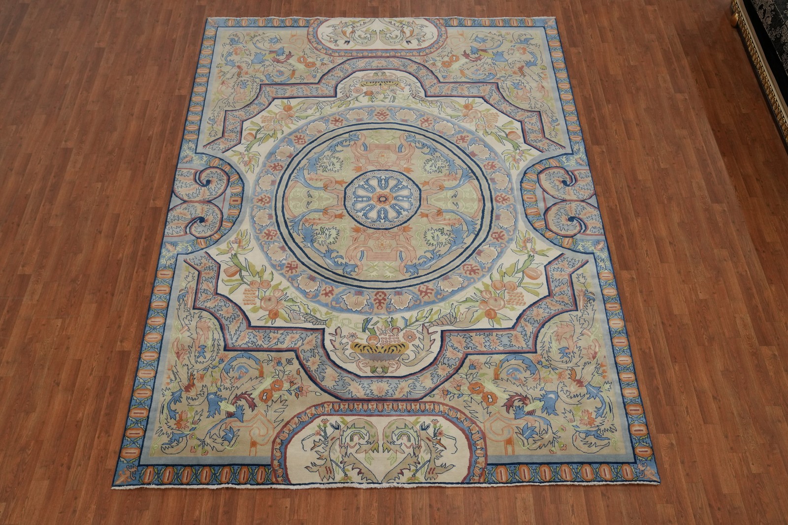 Handmade Vegetable Dye Traditional Wool Victorian Style Aubusson Area Rug 9×12
