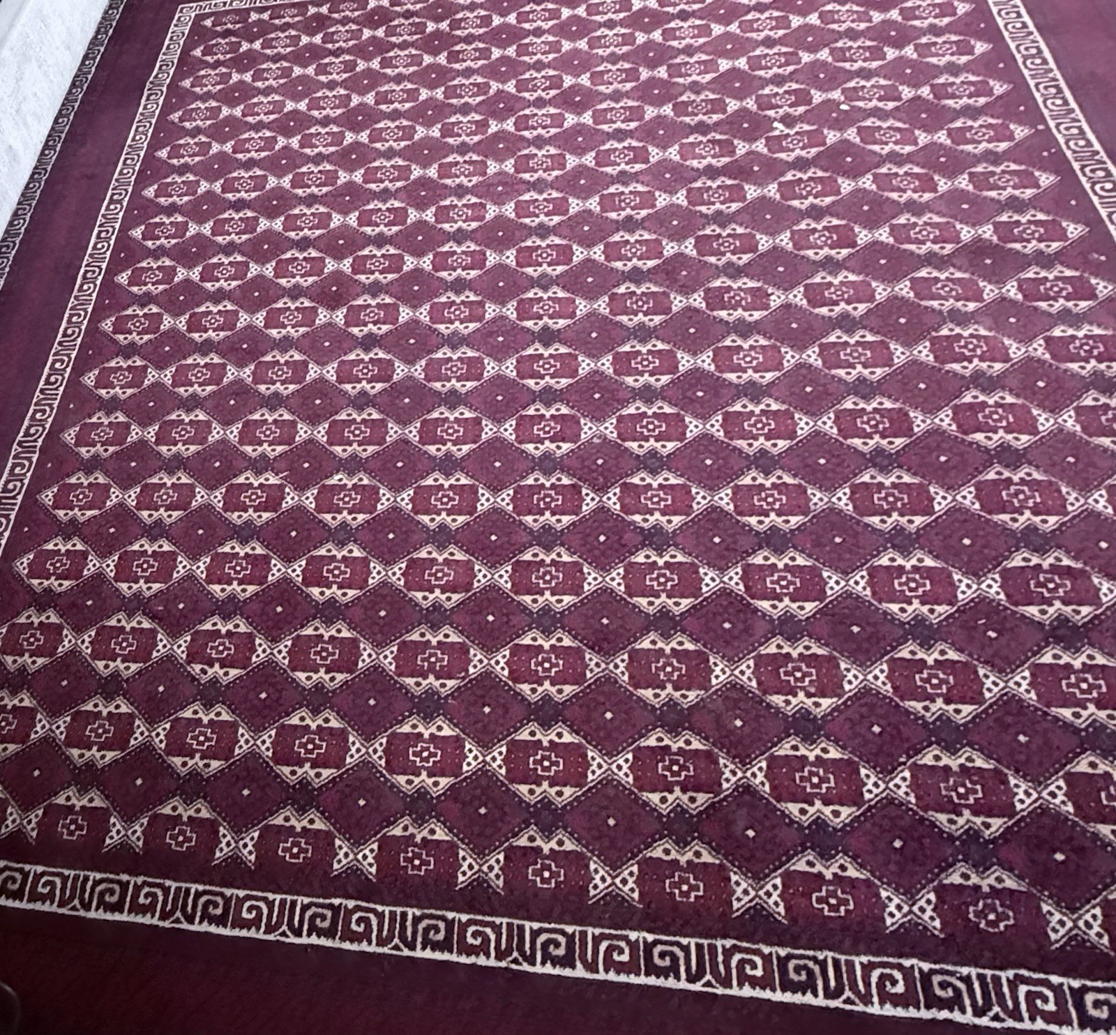Red Geometric Traditional Rectangle Area Rug, Black White Accents, 45+ in