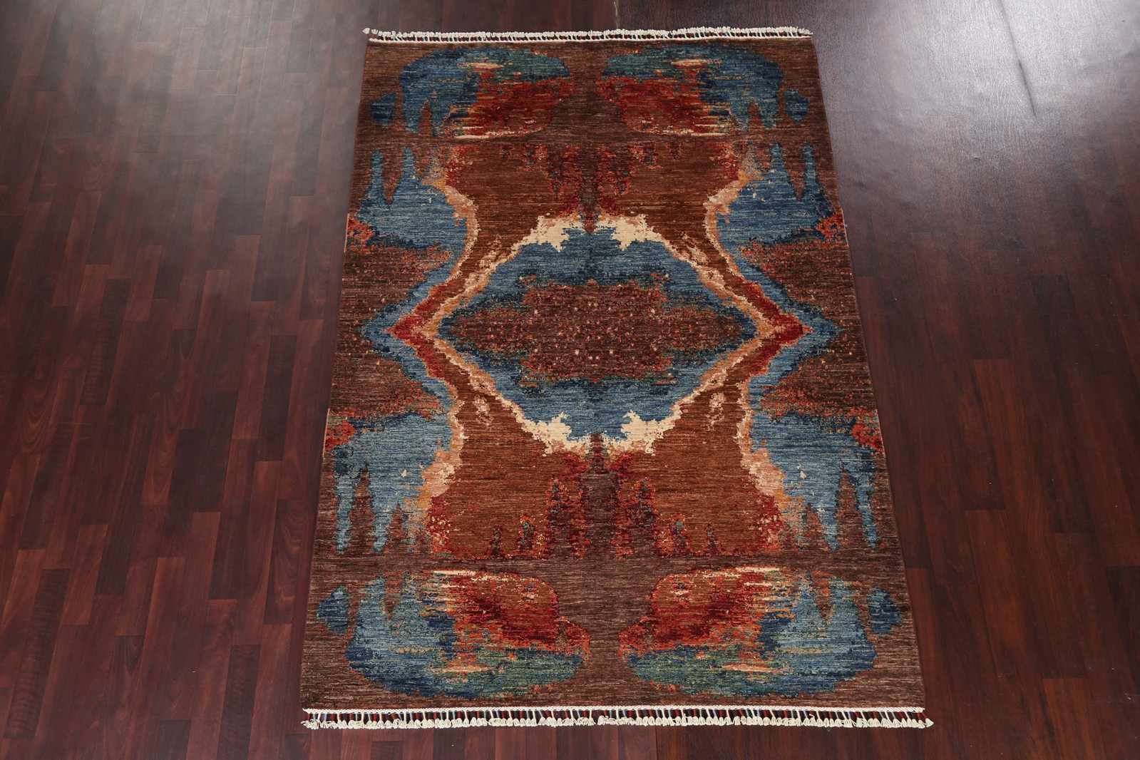 Modern Rust Wool Abstract Oriental Area Rug Hand-made Contemporary Carpet 6×8