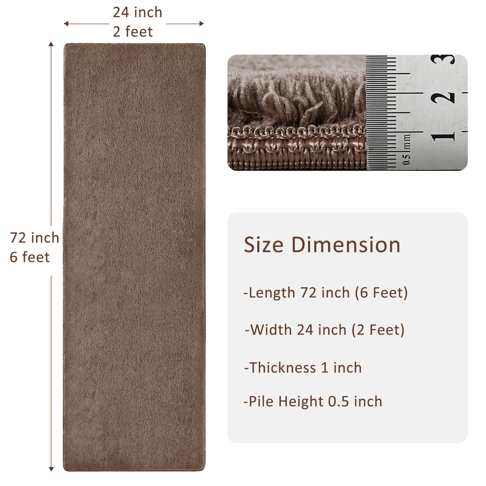 PURE ERA Carpet Stair Tread Landing Mat Ultra Plush Shag Soft Self Adhesive Rug