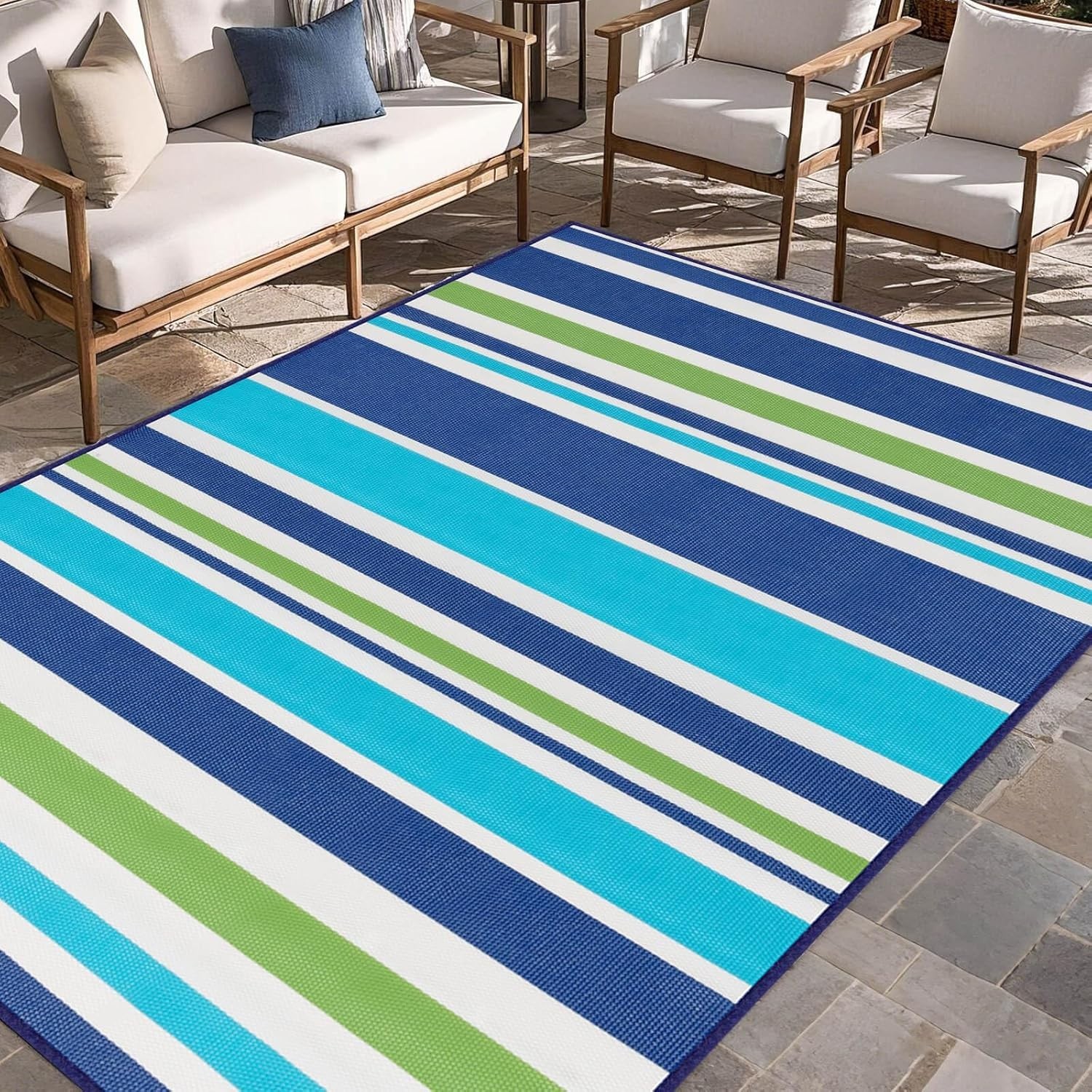 Outdoor Patio Plastic Straw Rug Waterproof Reversible Camping Balcony Carpet Mat
