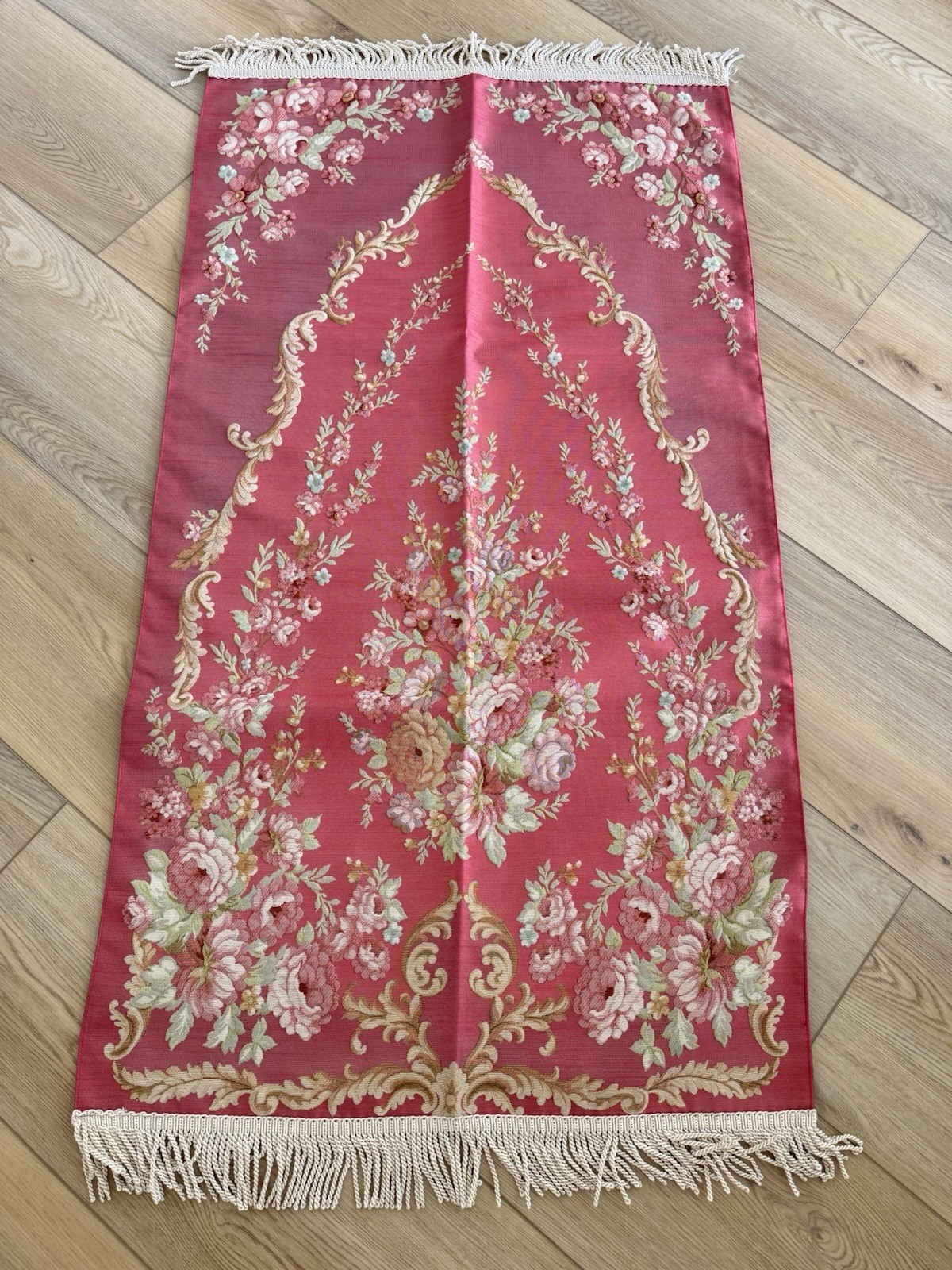 Decorative Red Rose Turkish Rug 48×26 Lightweight Seccade Gift Mat Sajjadah