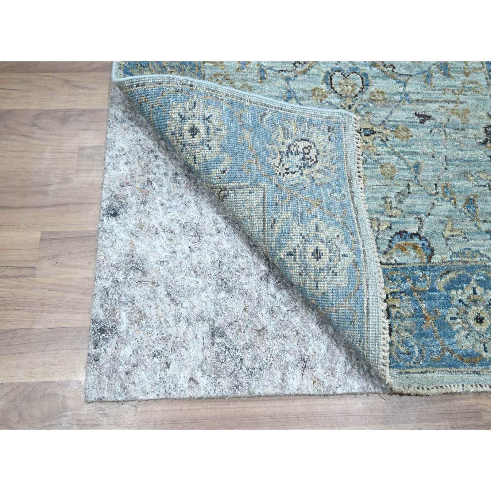 2’8″x16’1″ Blue Shah Abbas Flower Design Wool Hand Knotted XL Runner Rug R76128