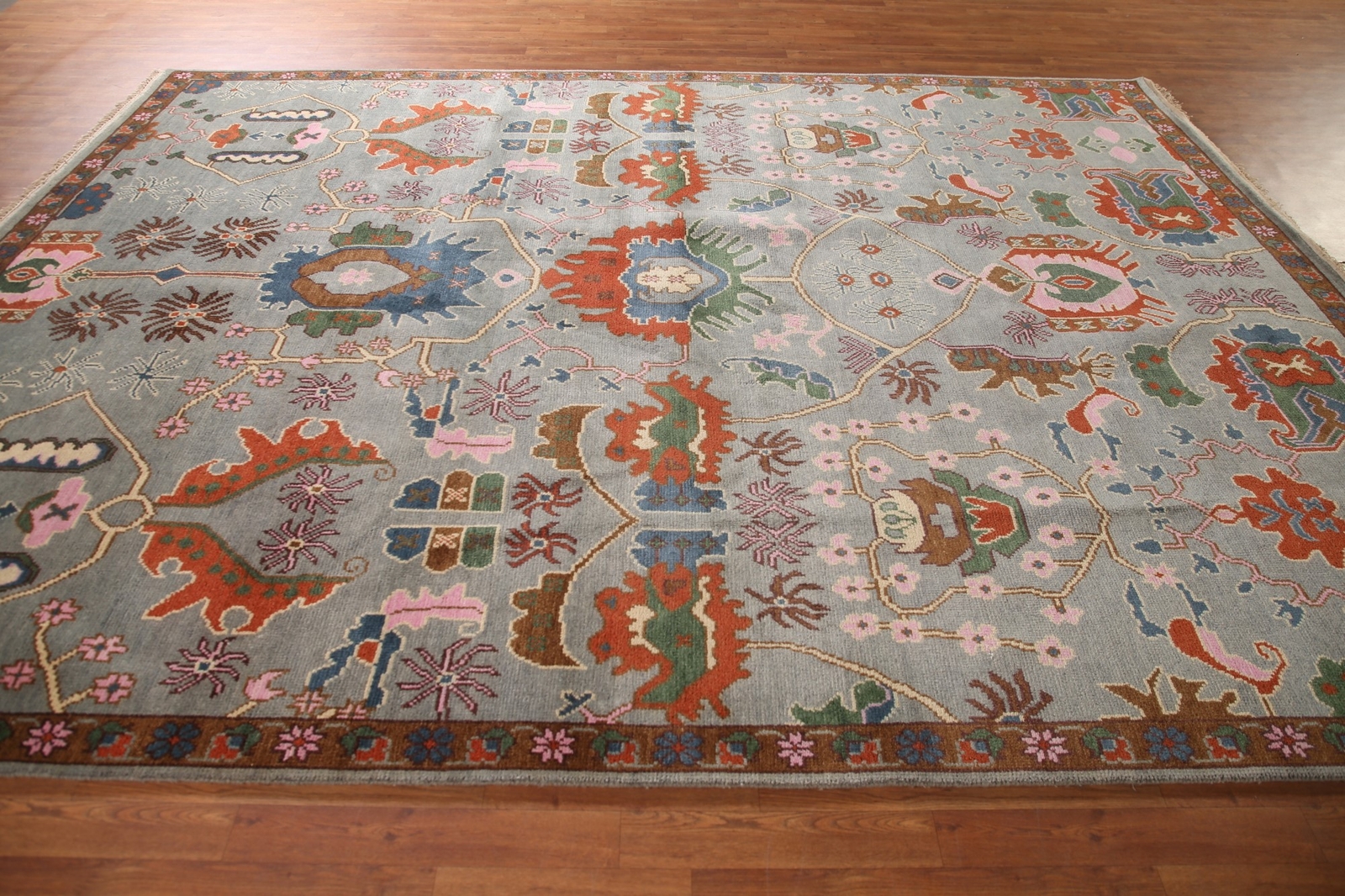 Light Gray/ Brown Oushak Living Room Rug 9’x12′ Wool Hand-knotted Oriental Rug