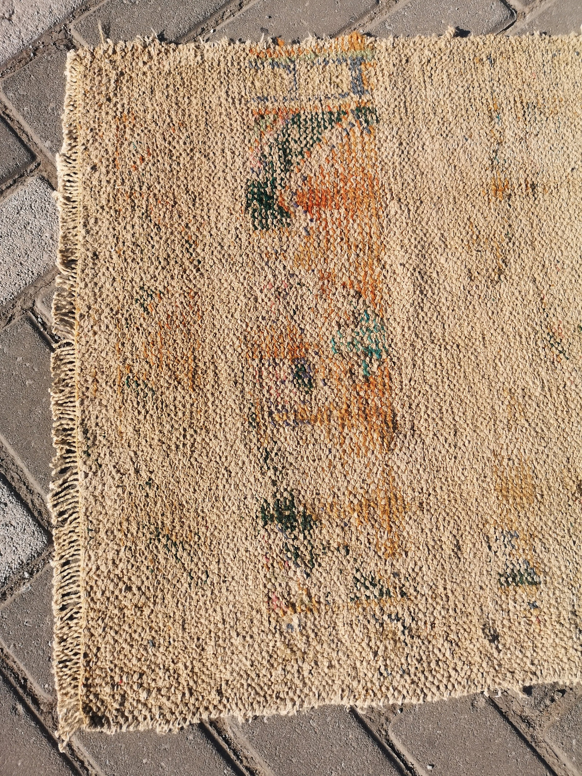 Muted Orange Turkish Wool Rug, Small Faded Rug (2.2 x 3.6 ft)