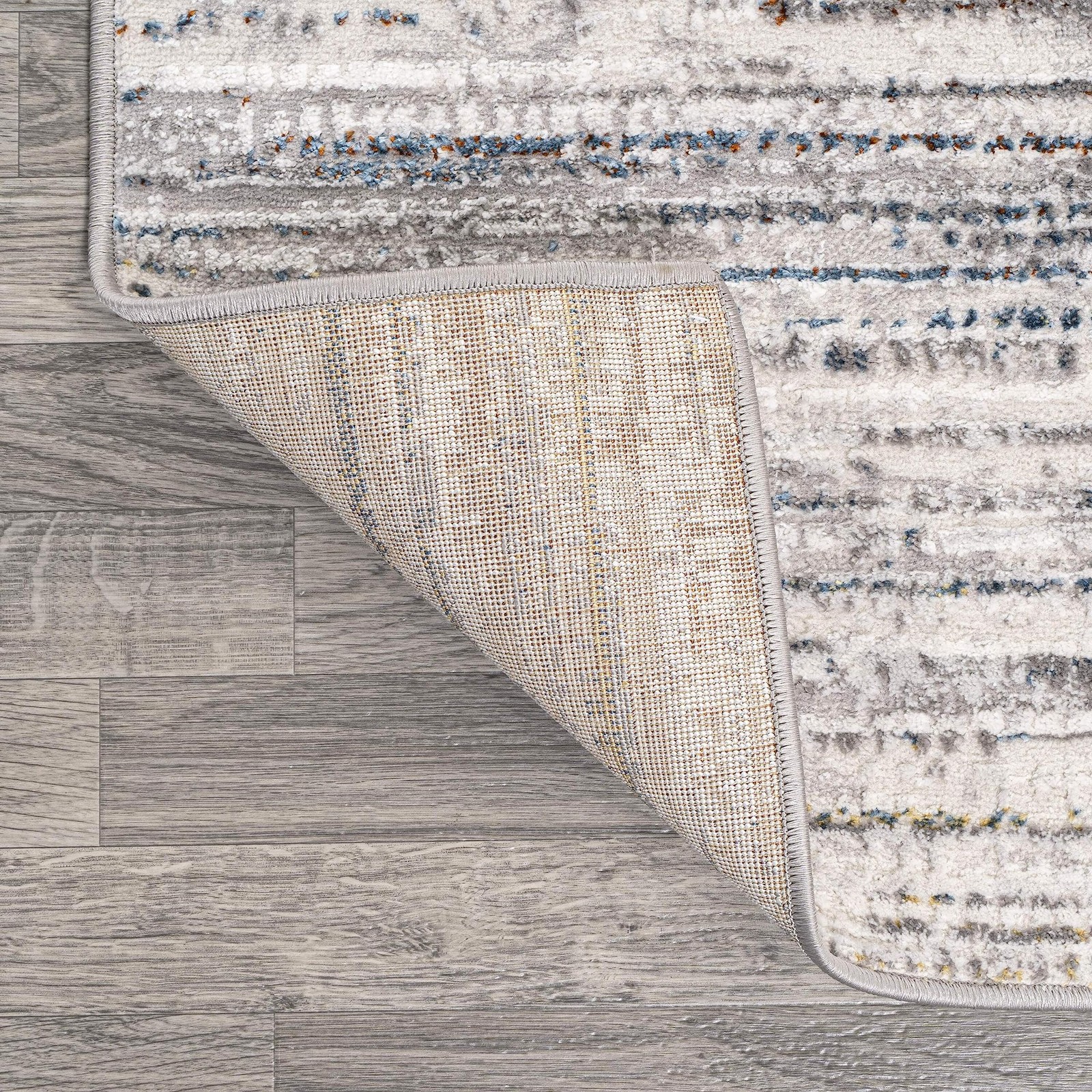 JONATHAN Y Loom Strie’ Gray/Blue/Orange Indoor Area Rug 4X6 Ft, Modern Living
