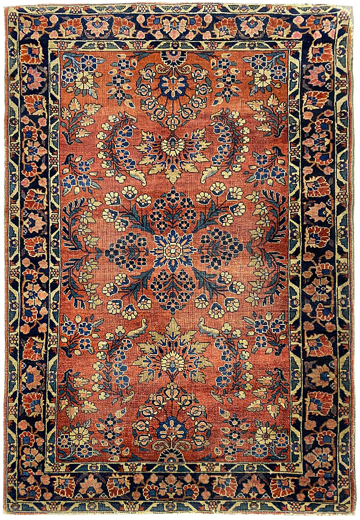 RARE 3.4 x 5.0 Sarouuk Mohajeraan Lilihan Small ANTIQUE OLD Rug 1930’s #F-6496
