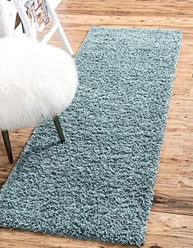 Unique Loom Solid Shag Collection Area Rug (2′ 2″ x 6′ 7″ Runner, Light Slate