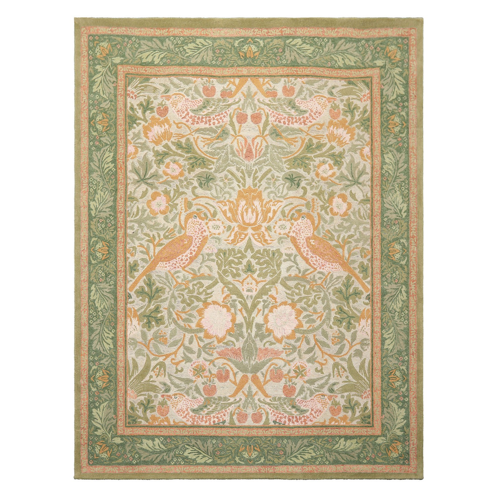 LoomBloom William Morris Hungry Birds Multi Size Hand Hooked High-twist Wool Rug