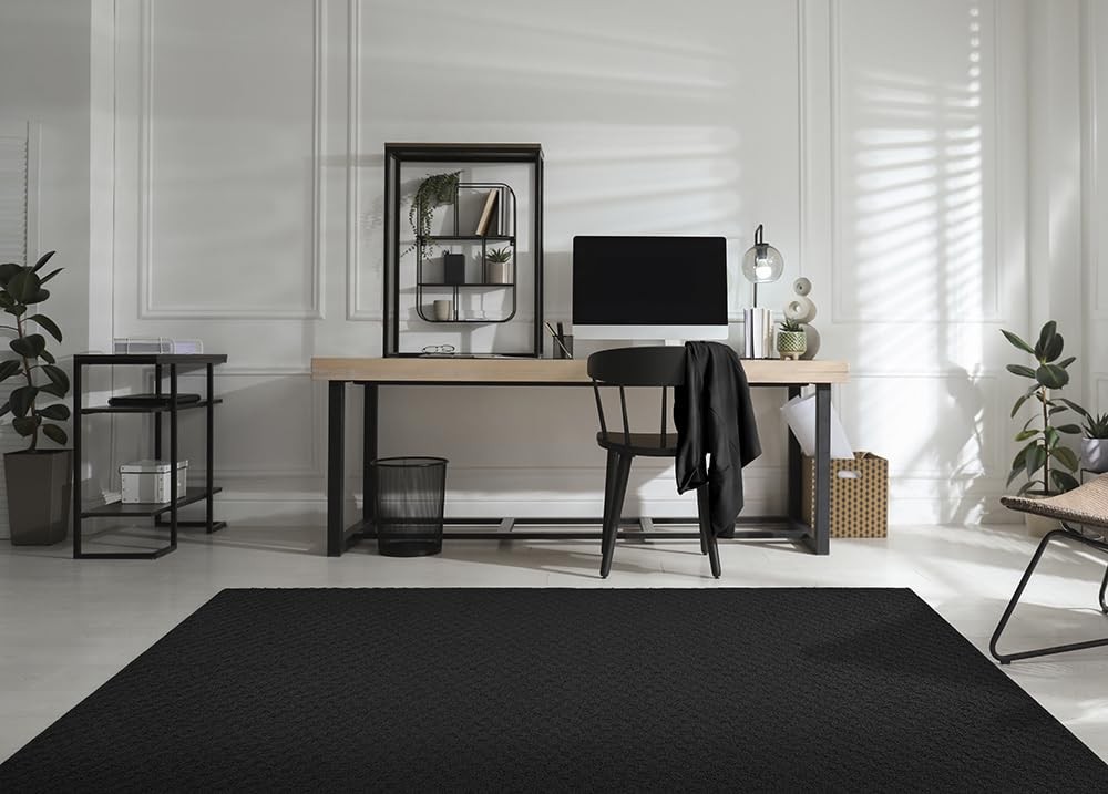 Garland Rug Town Square Black 8′ x 10′ Non Slip Area Rug Living Rooms