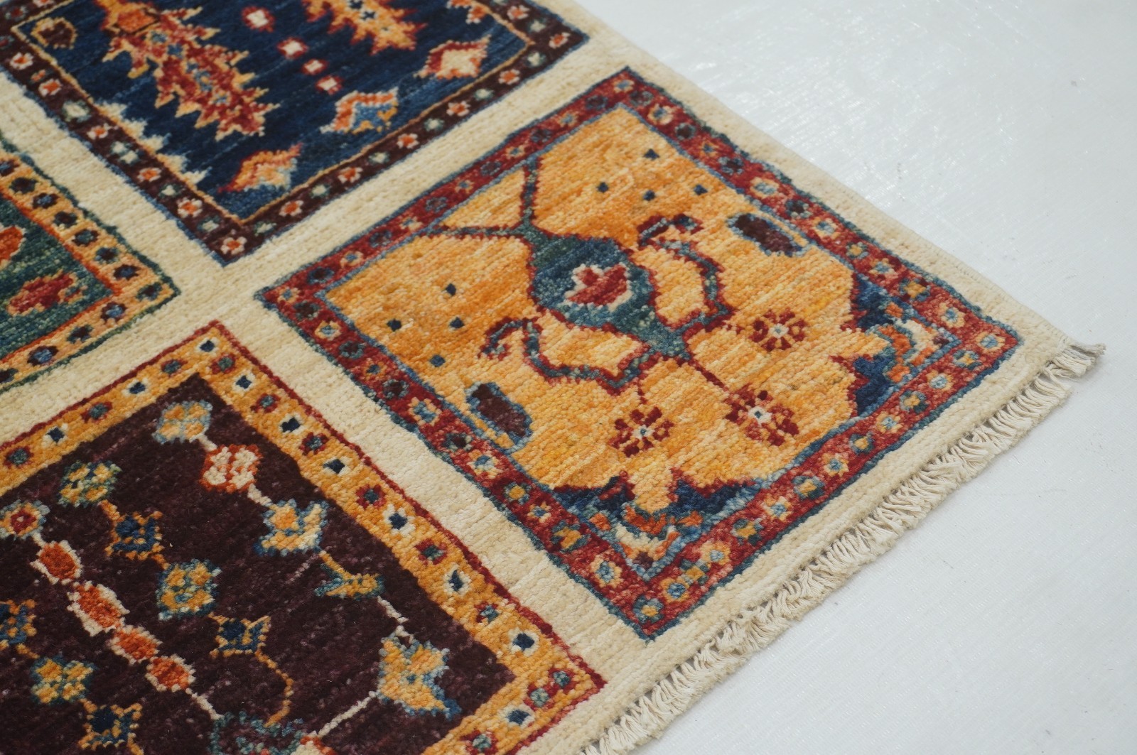 2×3 ft Ivory Beige Afghan Hand Knotted Tribal Small Rug