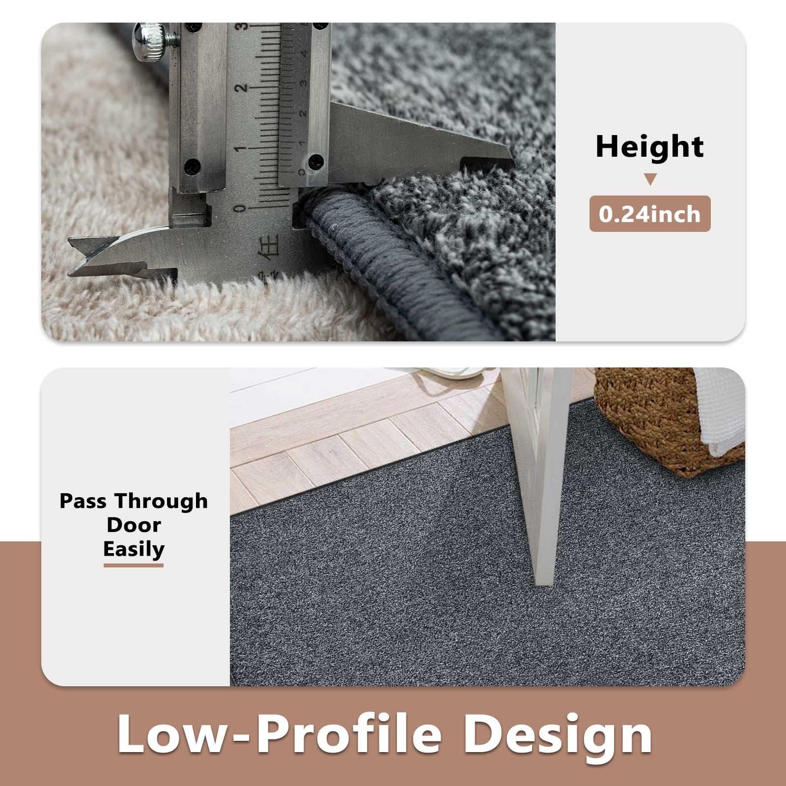 4×6 Grey Solid Thin Low Pile Washable Area Rug NonSlip Indoor Home Decor