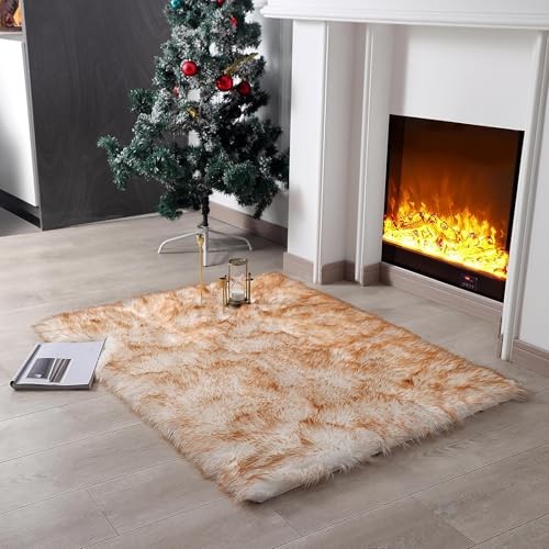 Faux Fur Rug Sheepskin Shag Fluffy Fuzzy 3×4 ft Rugs for Bedroom Bedside Bed