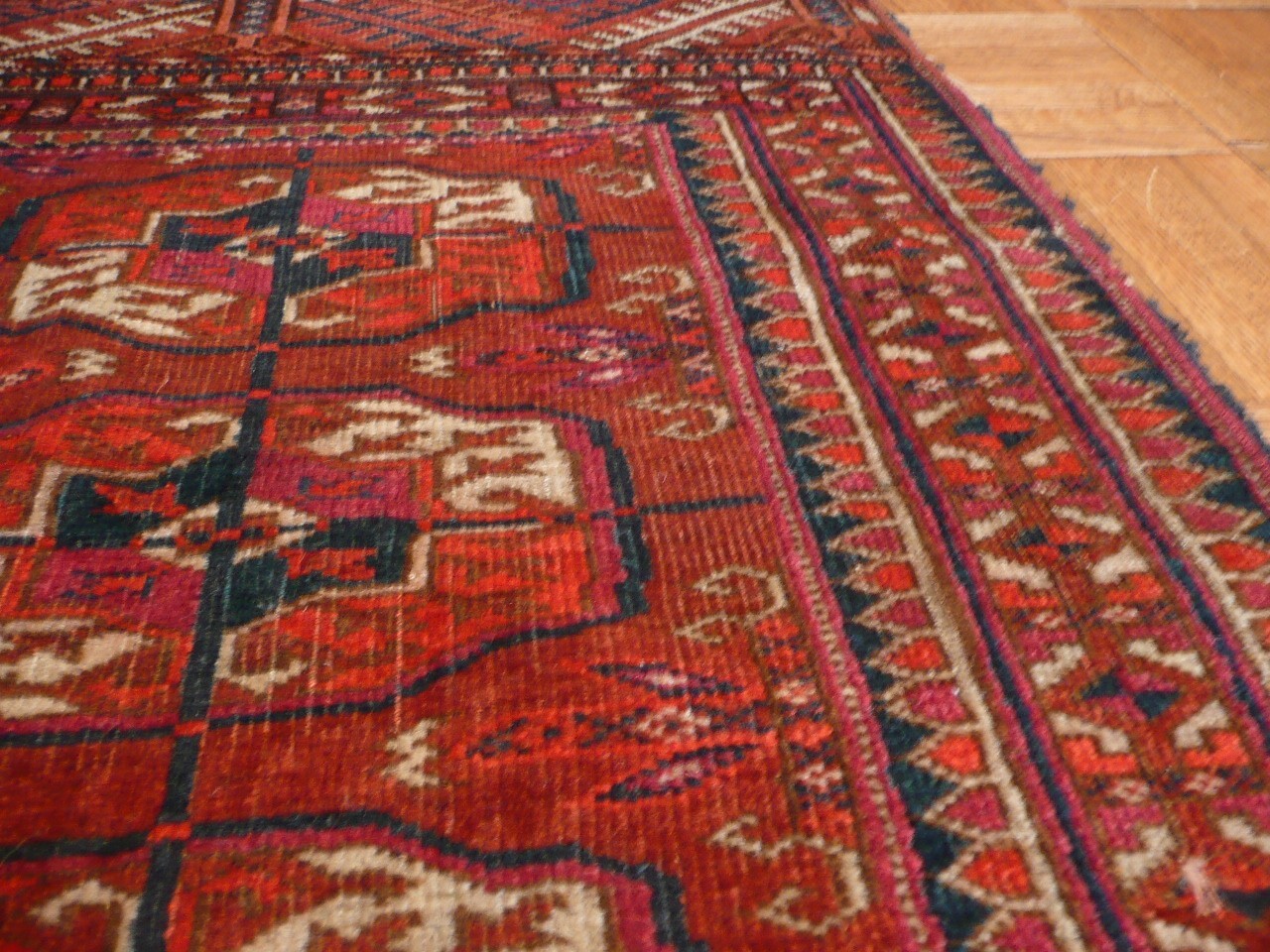 3’2 X 4’2 Hand Knotted Red Antique Fine Bokara Oriental Rug G1914