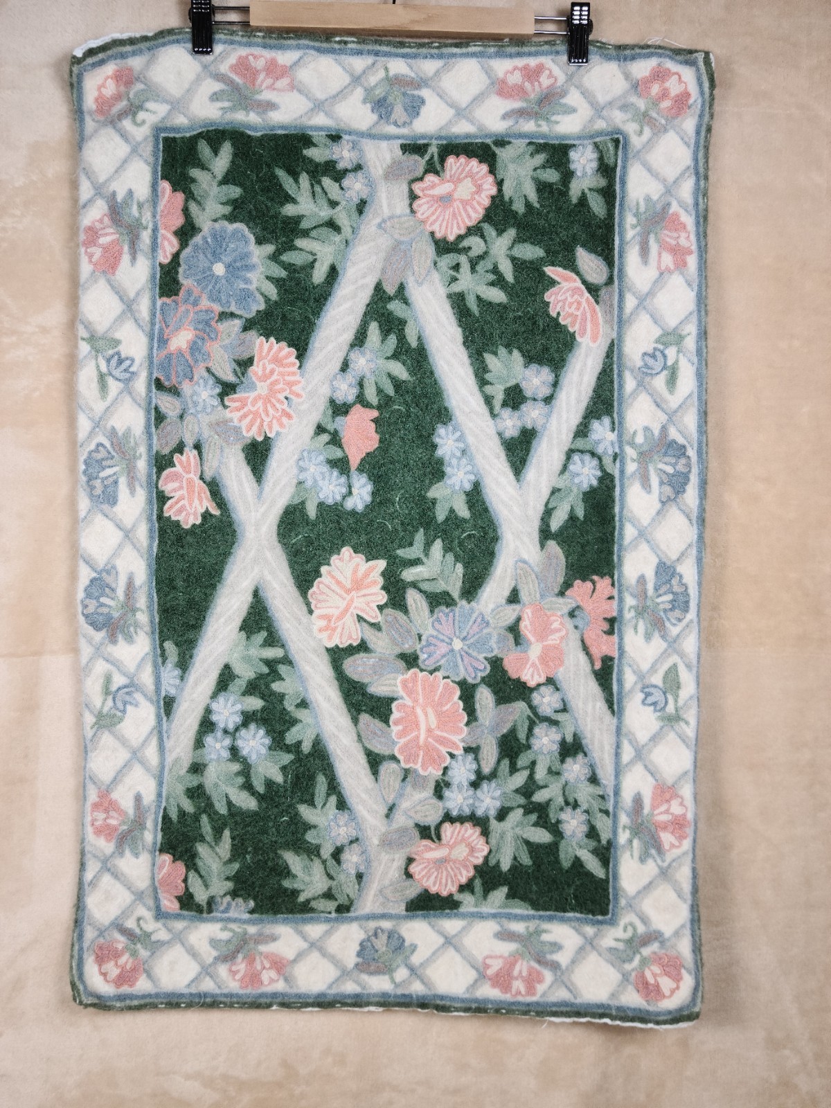 Floral Wool & Canvas Rug