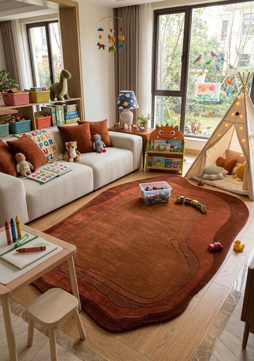 Wool Rugs Modern Irregular Shape Area Rug Hand Tufted Sculpted Contour Carpet