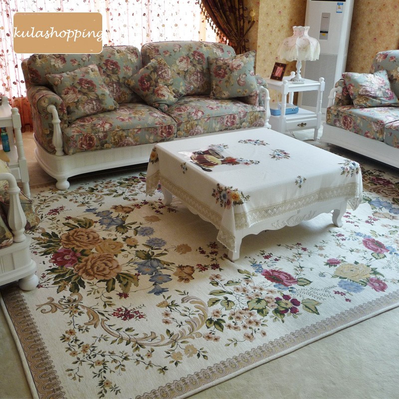 French Country Area Rug 6.5×4.6 Rugs for Living Room Stain Resistant Non-Slip