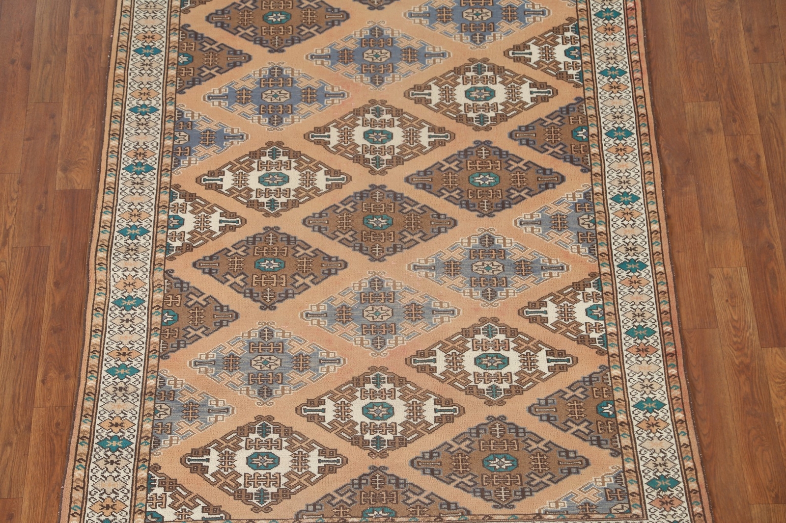 Vintage Geometric Turkoman Tribal Area Rug 4’x6′ Wool Hand-knotted Nomad Rug