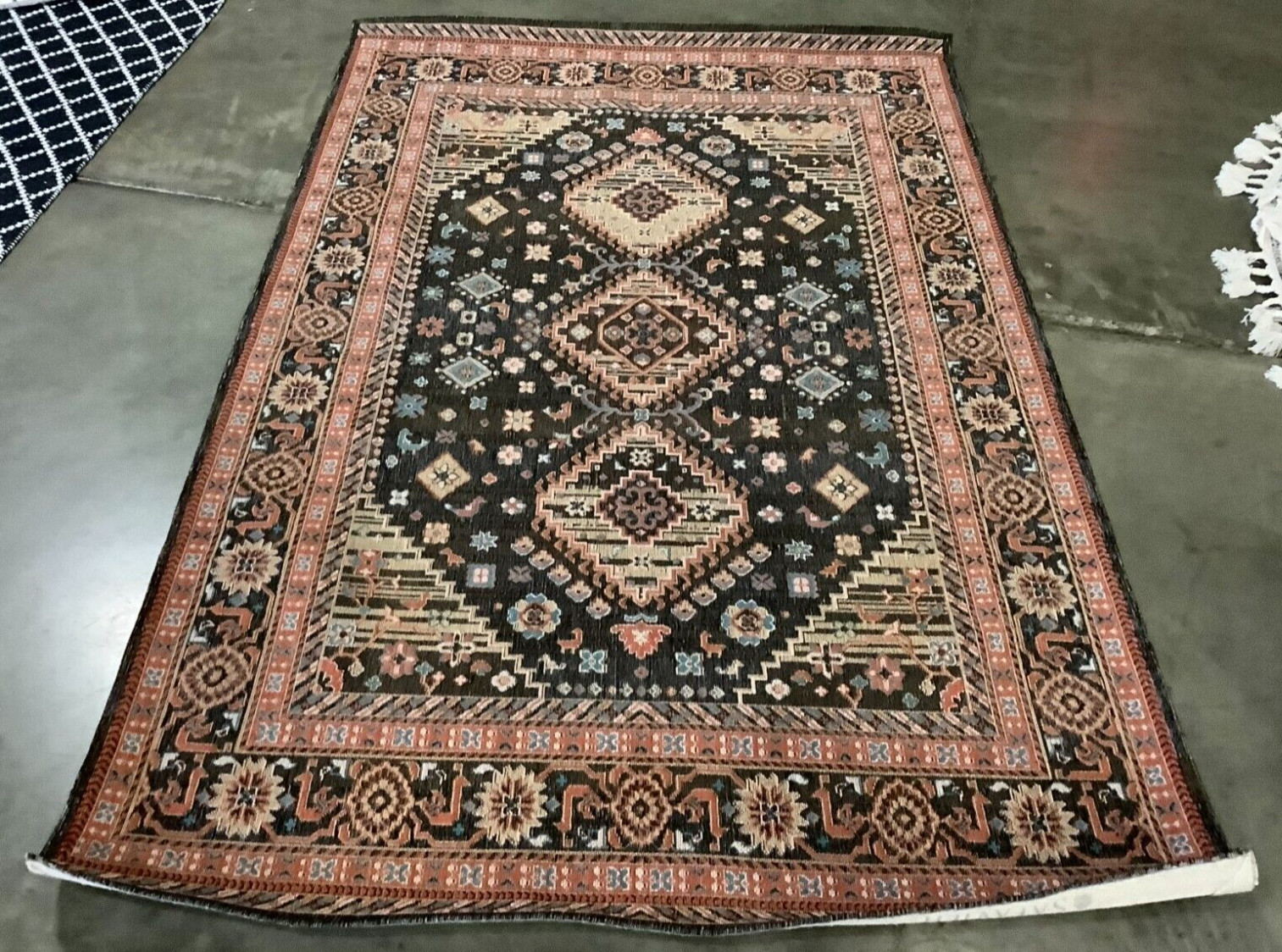 BLACK / RUST 5′ X 8′ Flaw in Rug, Reduced Price 1172664226 CLV114Z-5