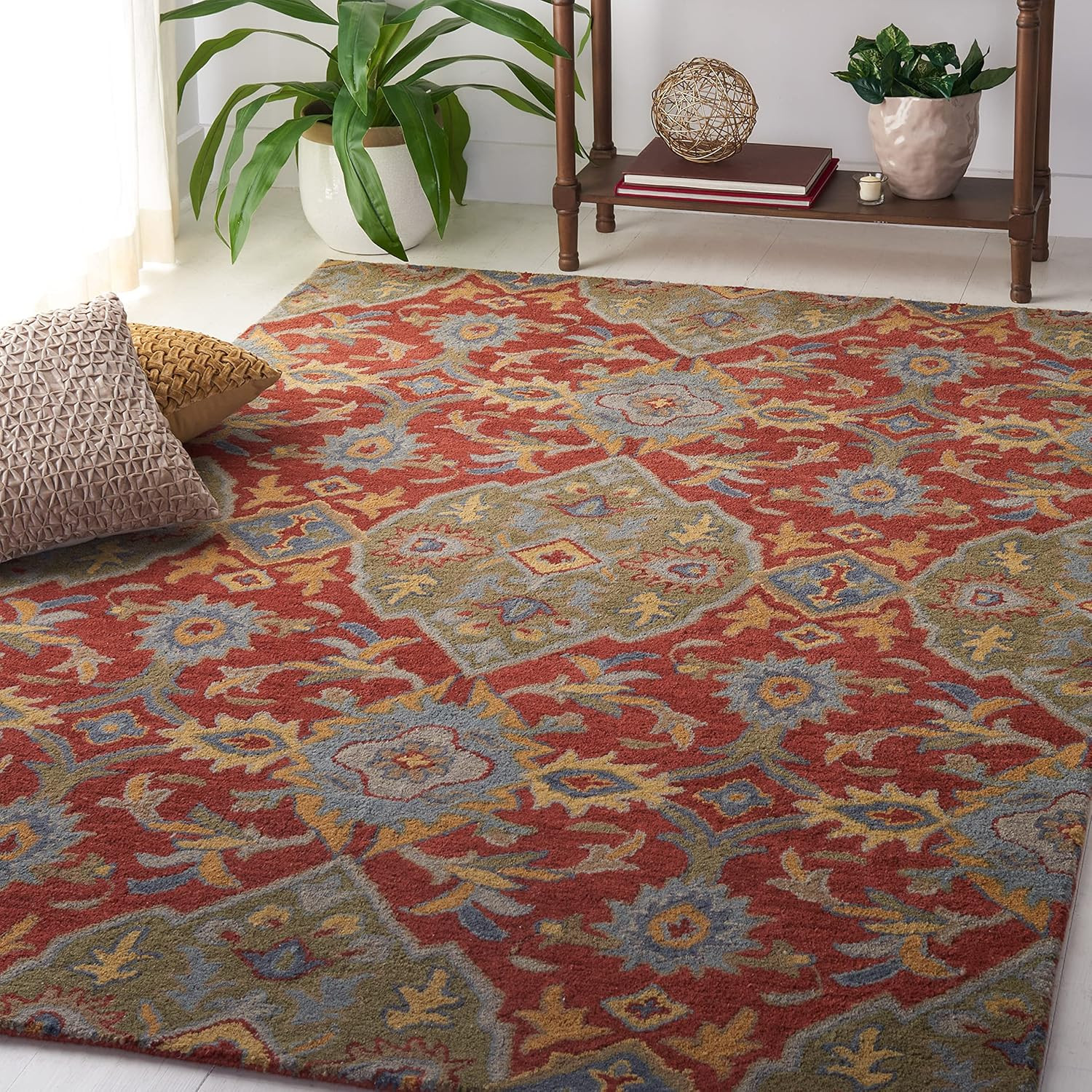 Handmade Heritage Collection 5′ X 8′ Oriental Wool Area Rug – Red & Green