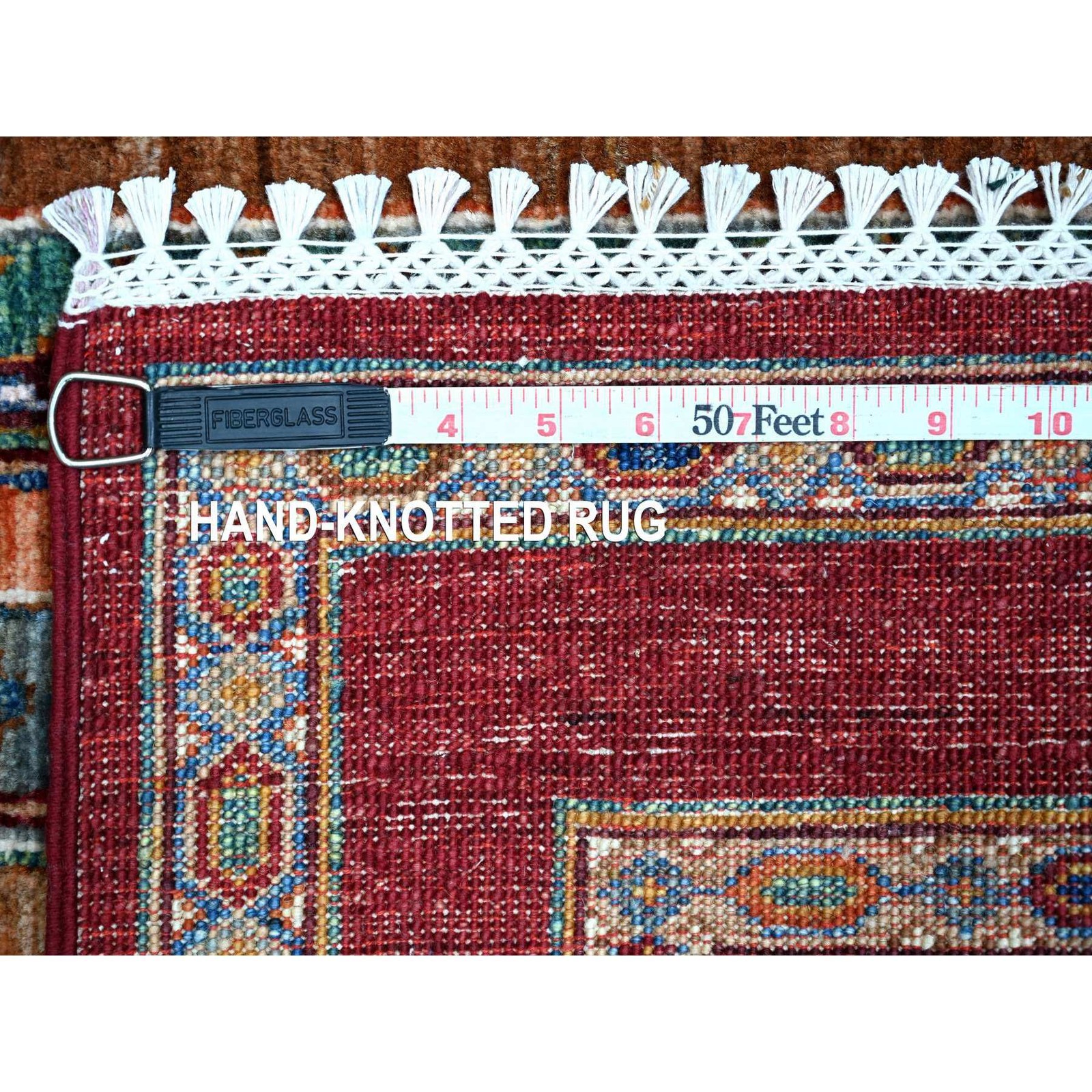 2’8″x8’5″ Red Afghan Super Kazak Vertical Stripe Design Wool Runner Rug 21665