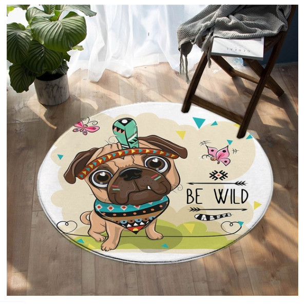 Kids Puppy Indian Cute Bedroom carpet Non Slip 100CM Diameter