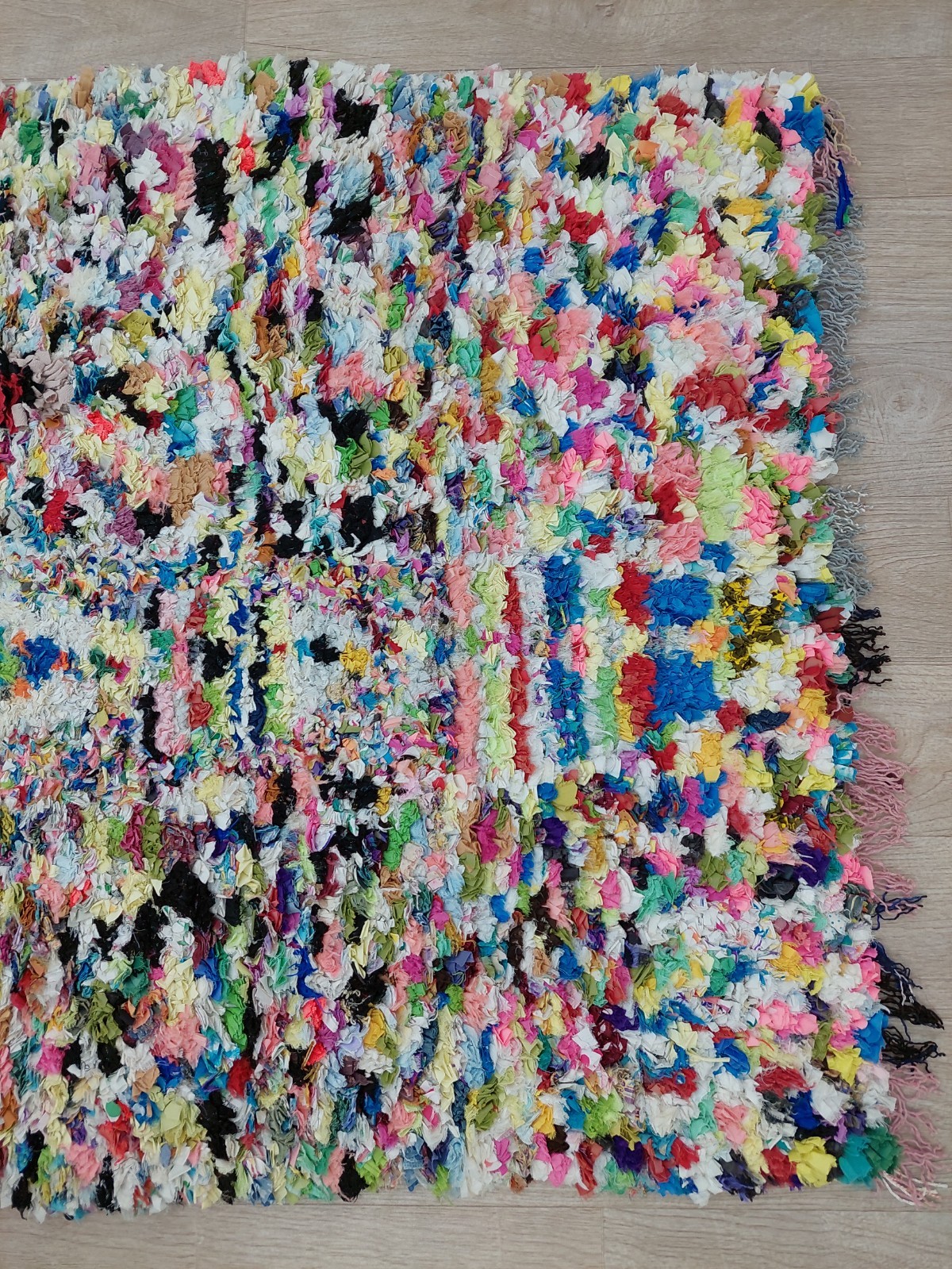 Vintage Moroccan Berber Runner Rug 3’8”x7’8” Tribal Boho Handmade Boucherouite