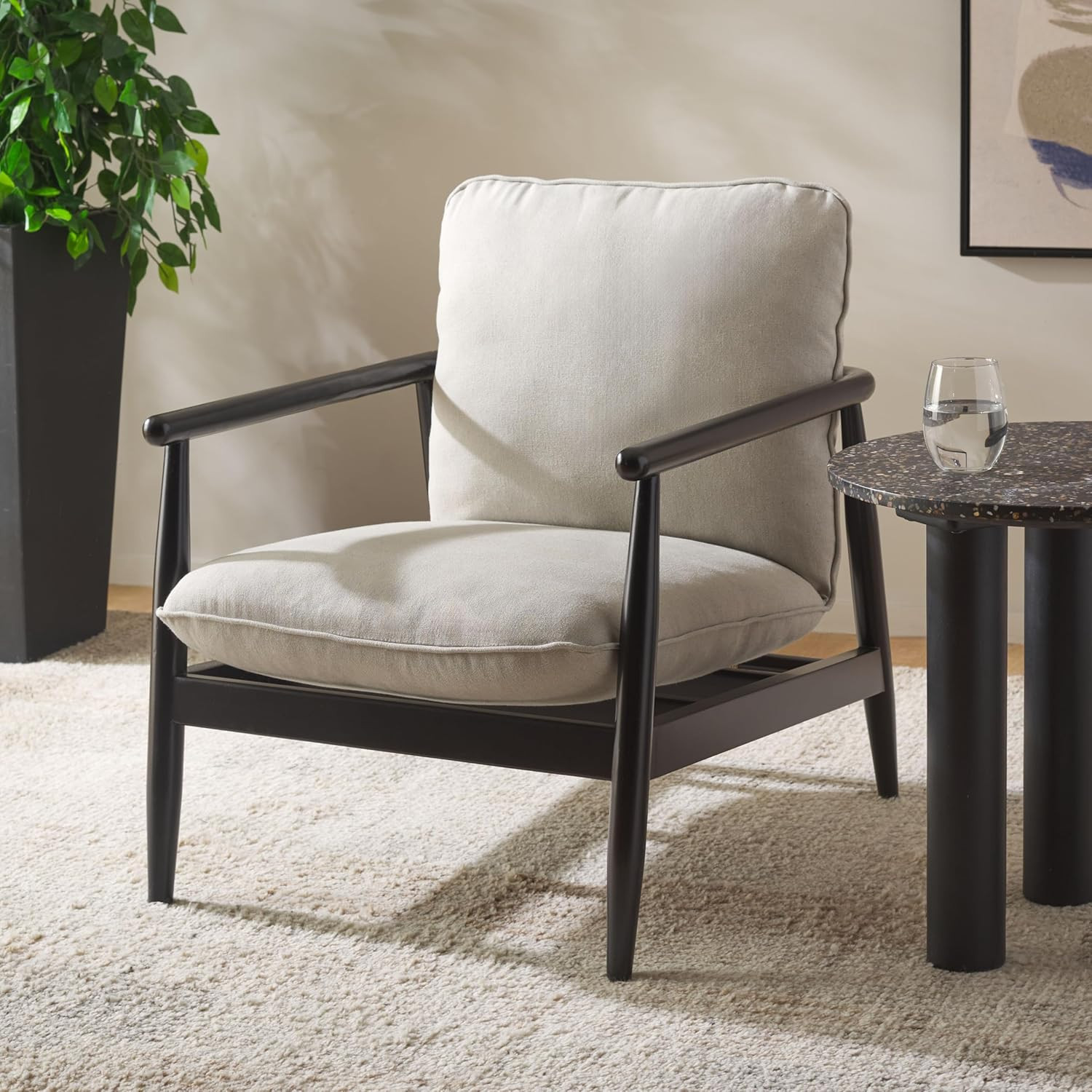 Home Collection Amias Modern Coastal Grey & Matte Black Accent Chair (Fully Asse