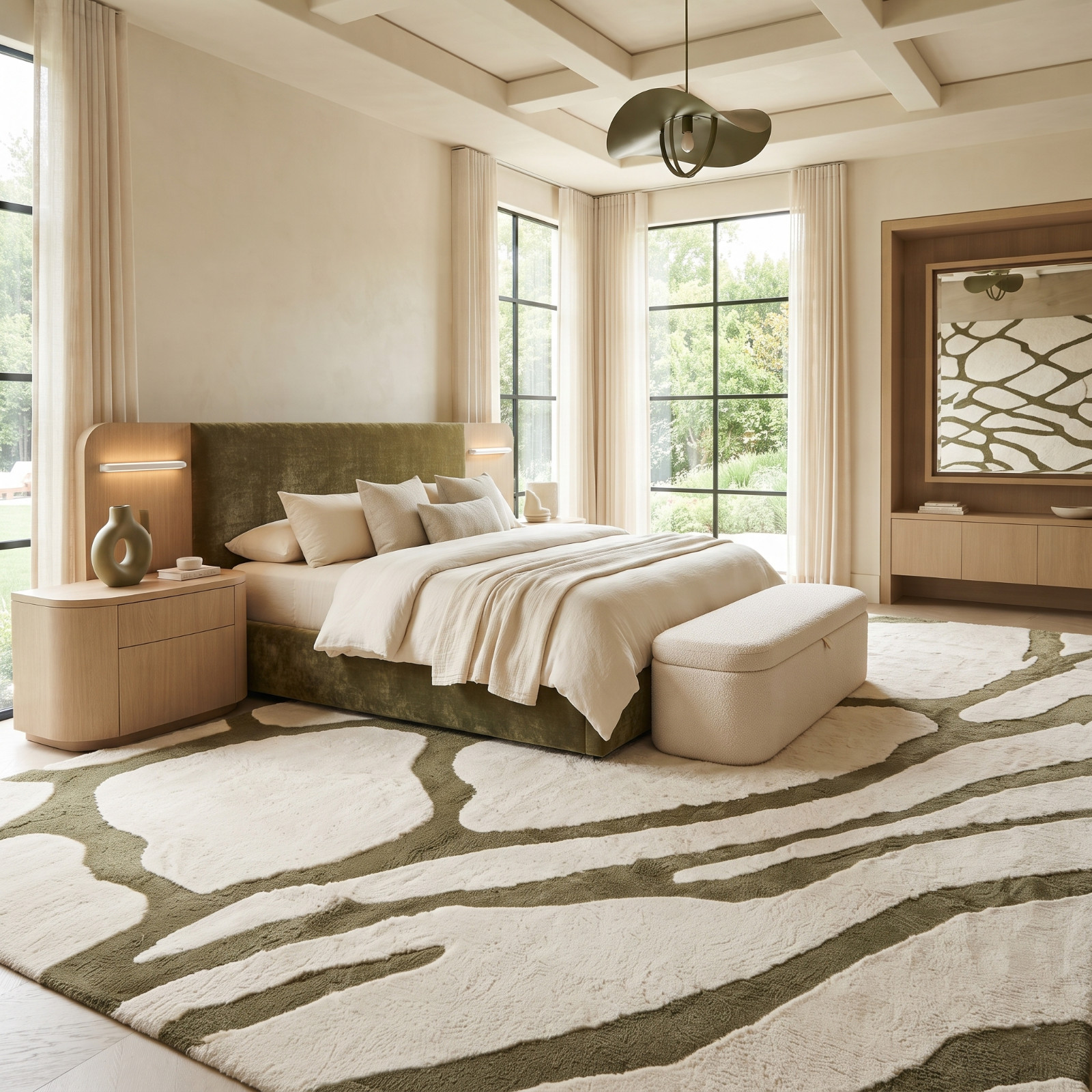 Hand Tufted Rug Modern Abstract Wool and Silk Bathroom Living Room 8×12 Carpets