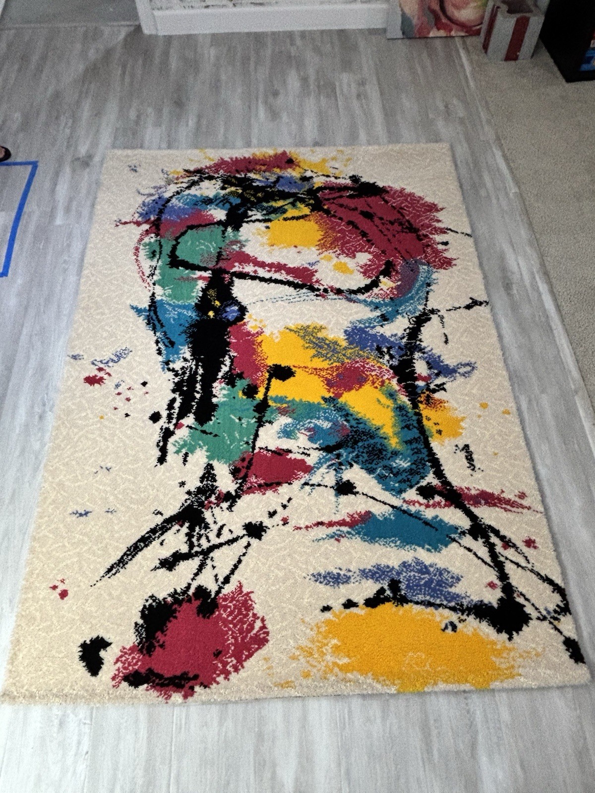 Ege Axminster Art Line Abstract Area Rug Beige/Multicolor 140x200cm Wool