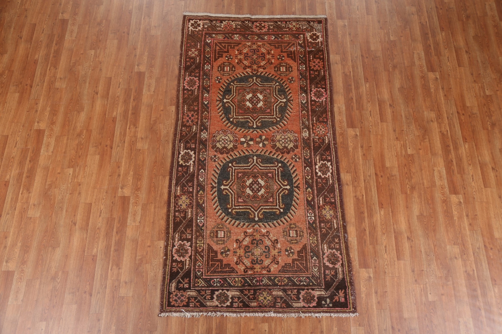 Antique Vegetable Dye Khotan Oriental Orange Mongolian Rug 4×8 Handmade Wool