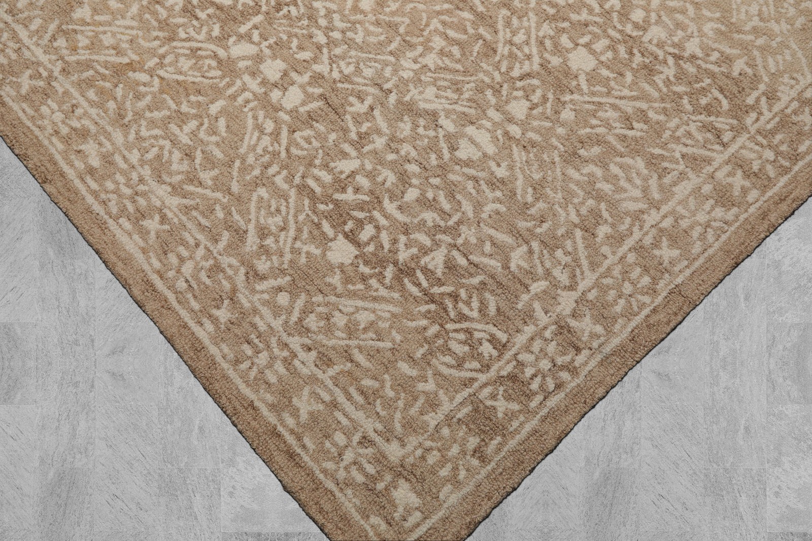 Multi Size loomBloom Hand Hooked Wool All Over Oriental Style Tan Ivory Area Rug