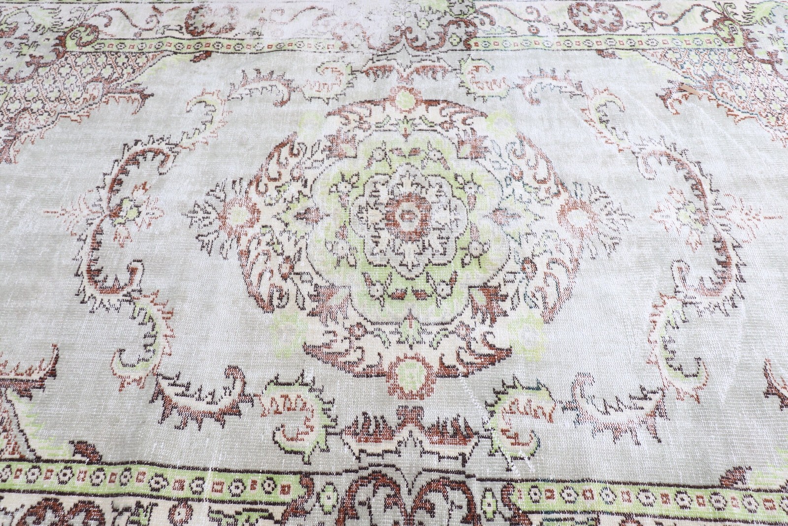 Vintage Rug, Large 6,1×9,5 ft Rug, Rug White Patchwork Rug