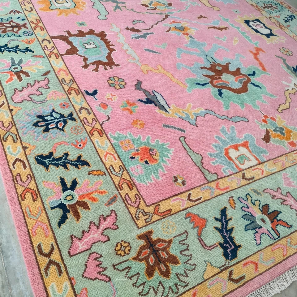 Exquisite Pink Rug, Oushak Rug, Turkish Hand-Knotted Rug home decor rug Area rug