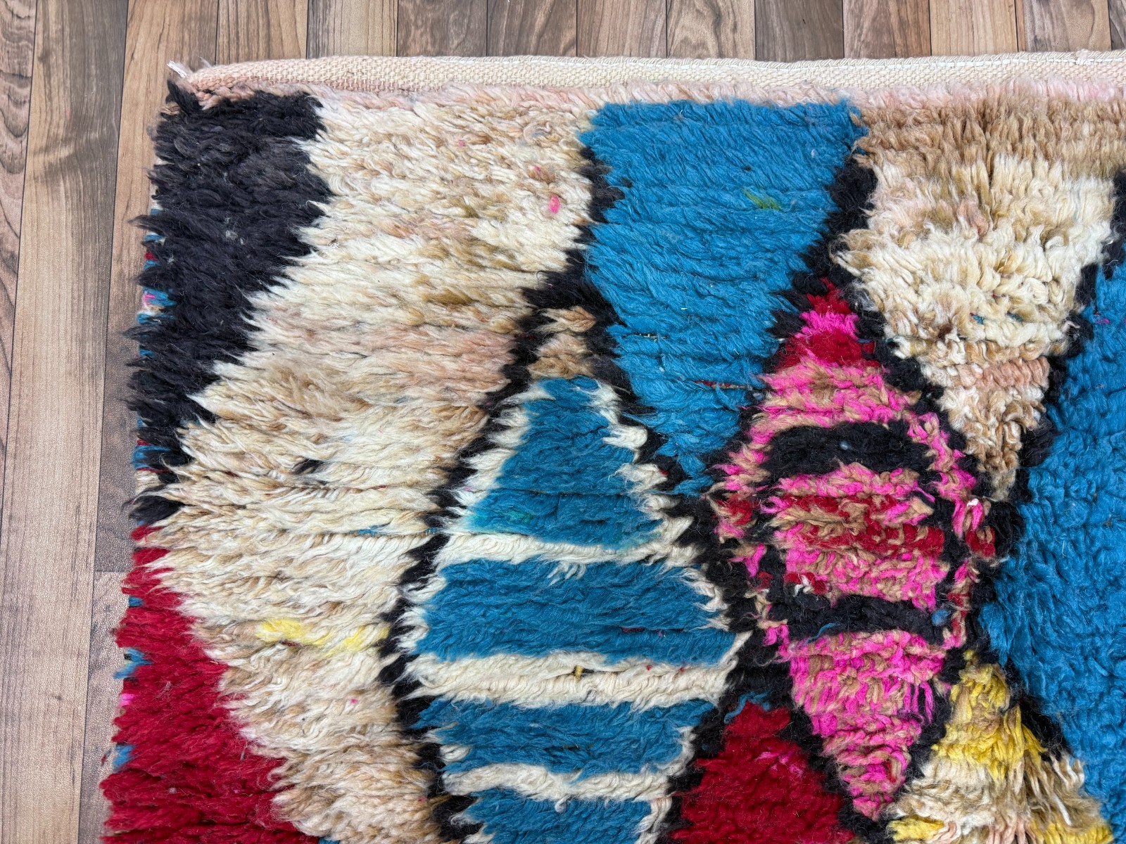 Colorful Moroccan Berber Rug 7.9×4.8 ft | Handmade Wool Boho Art Carpet