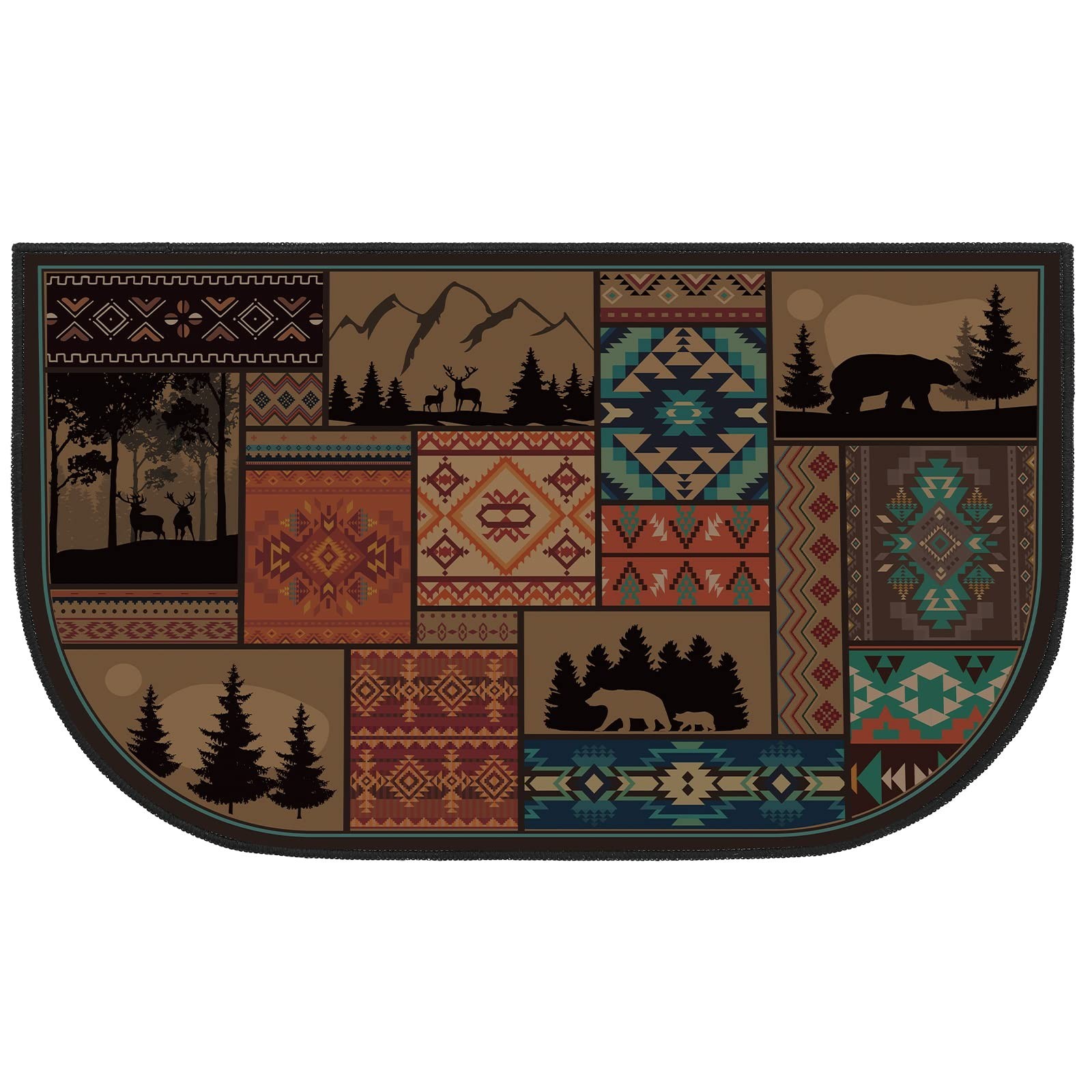 Fireplace Hearth Rug, Fireproof Mats for Wood Stove, Southwestern Design, 27×48