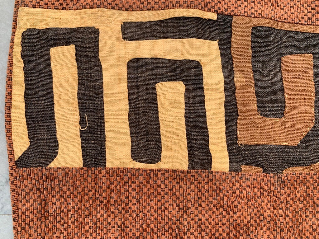 Vintage African Kuba Cloth, Natural Woven,Handmade Fabric,Two kuba Cloth 1×1 ft
