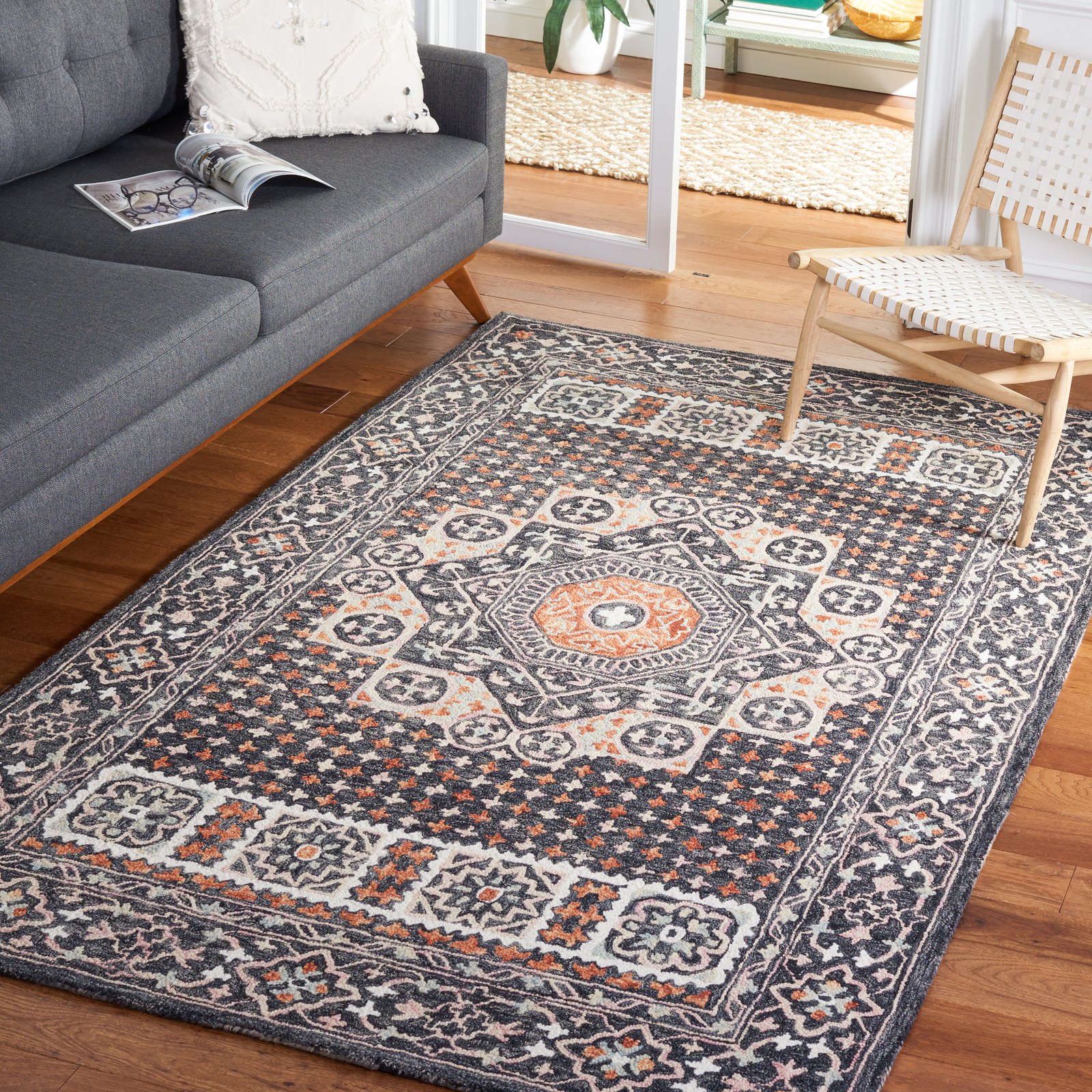 Safavieh Aspen BLACK / RUST 3′ X 5′ Area Rug – APN130Z-3