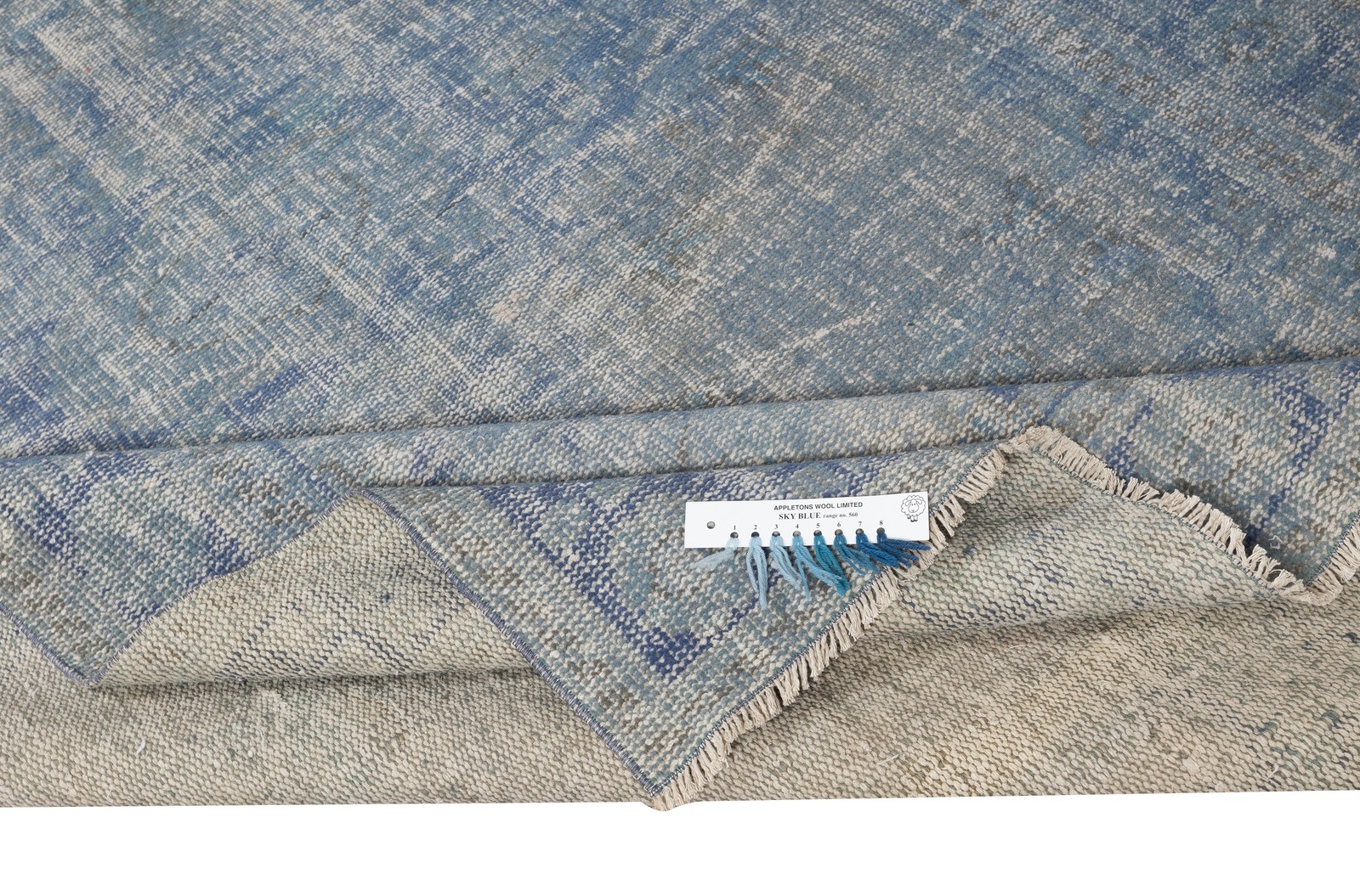 5.6×9.2 Ft Vintage Turkish Area Rug Overdyed in Blue color for Modern Interiors
