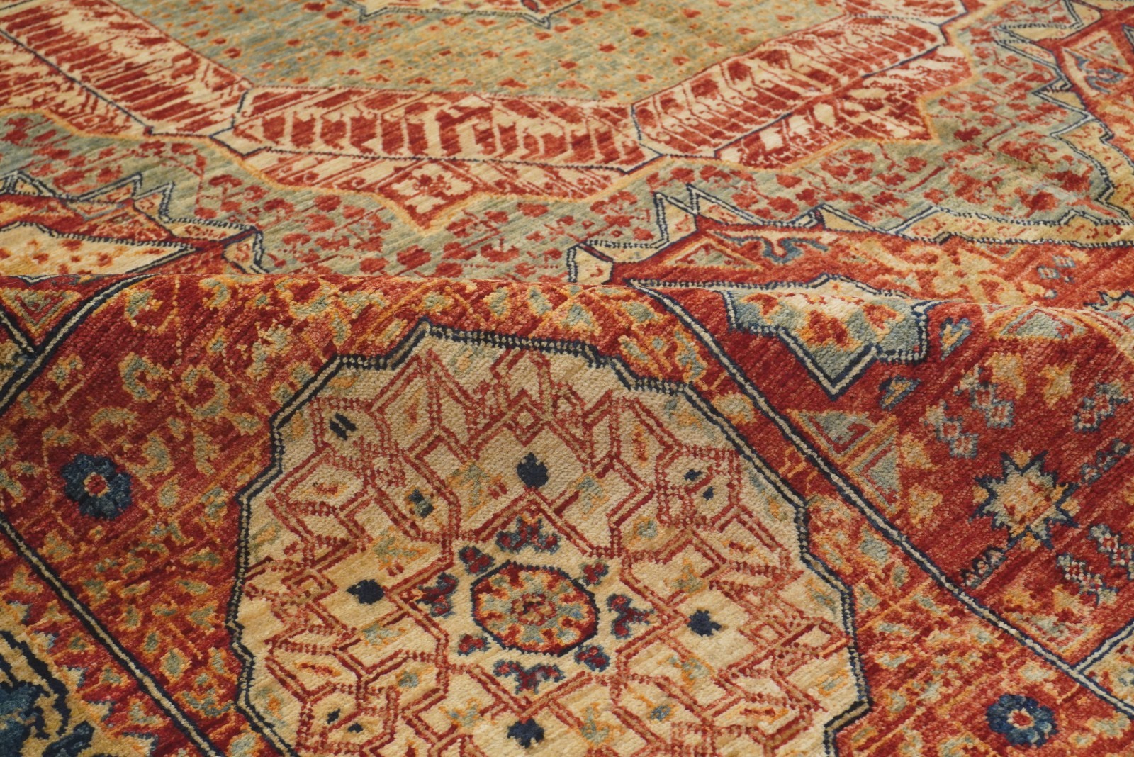 5×7 ft Red Mamluk Afghan Hand Knotted Wool Medallion Rug