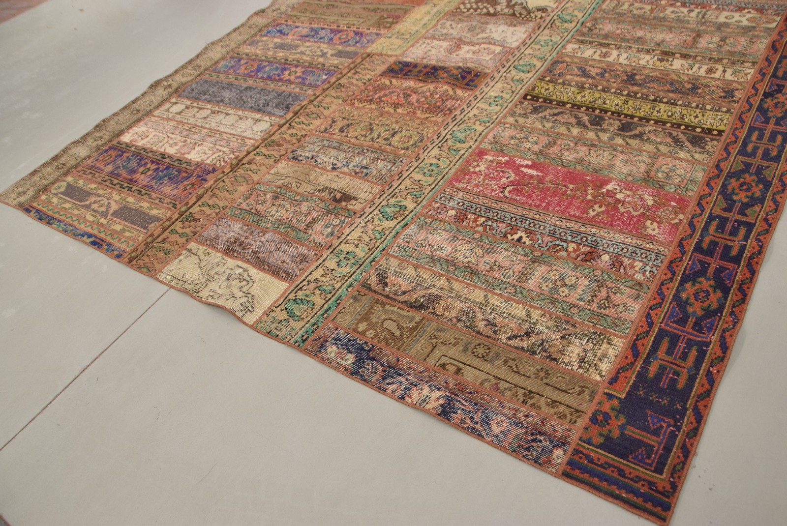 Vintage Rug, 9,3×12,9 ft Oversize Rug, Brown Oriental Wool Turkish Rug