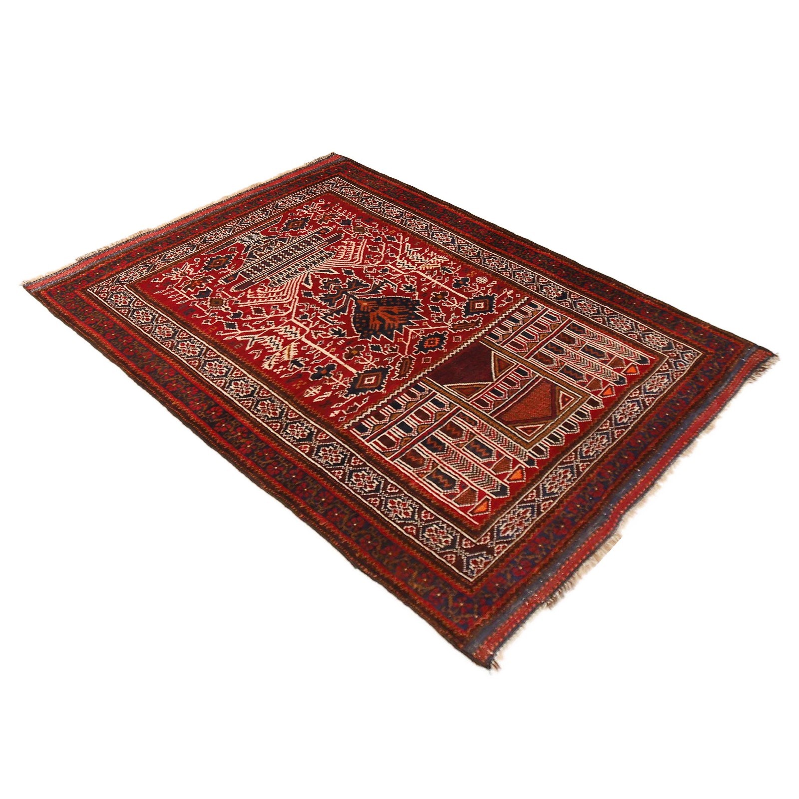 150x102cm Tribal Handmade Rugs Afghan Prayer Rug, 3’4×4’11 ft Wool Carpet W35910